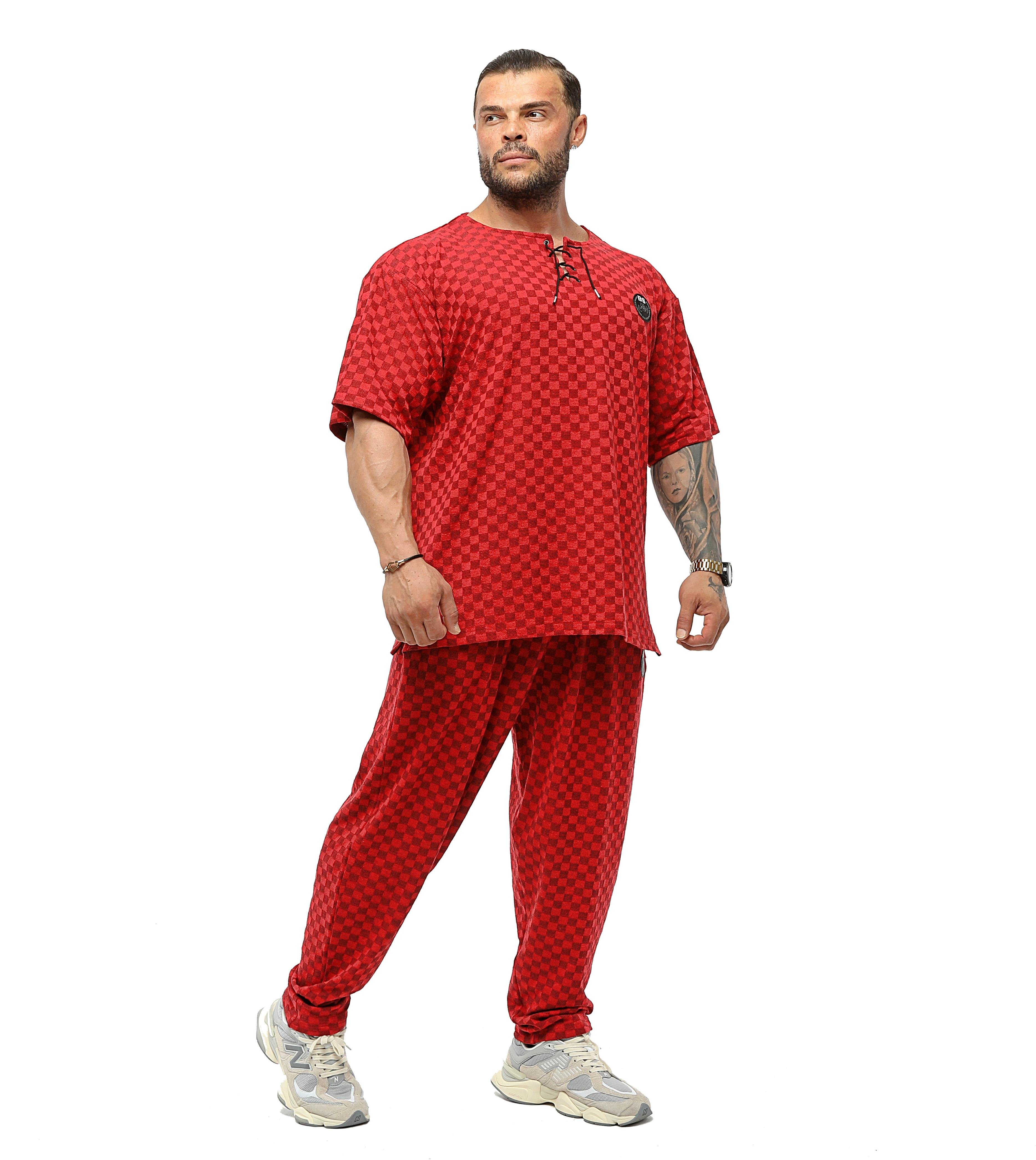 Men's Oversize T-shirt Plaid Rag Top