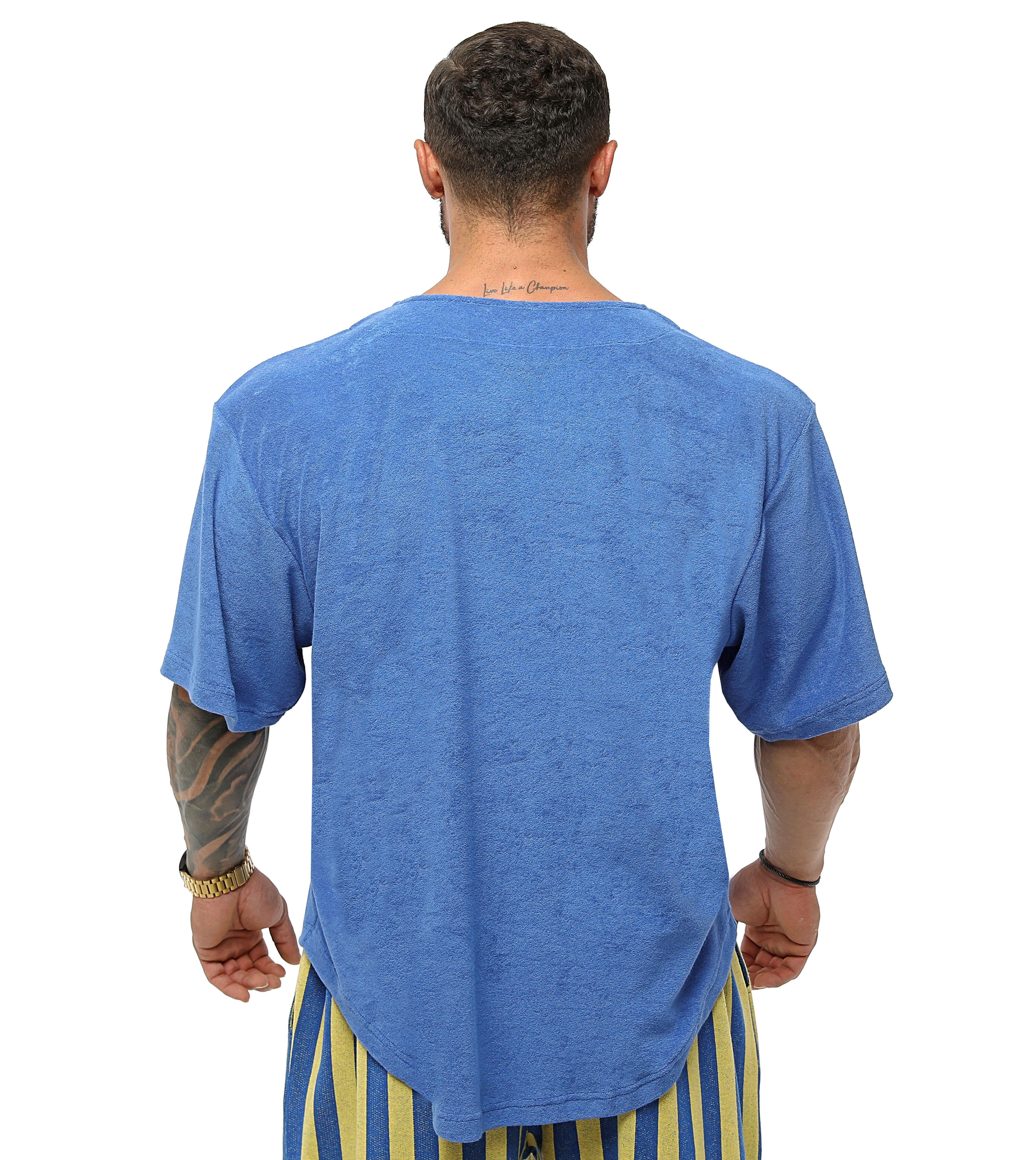 Men's Oversize Towel Rag Top T-shirt Big Sam 3344-Blue