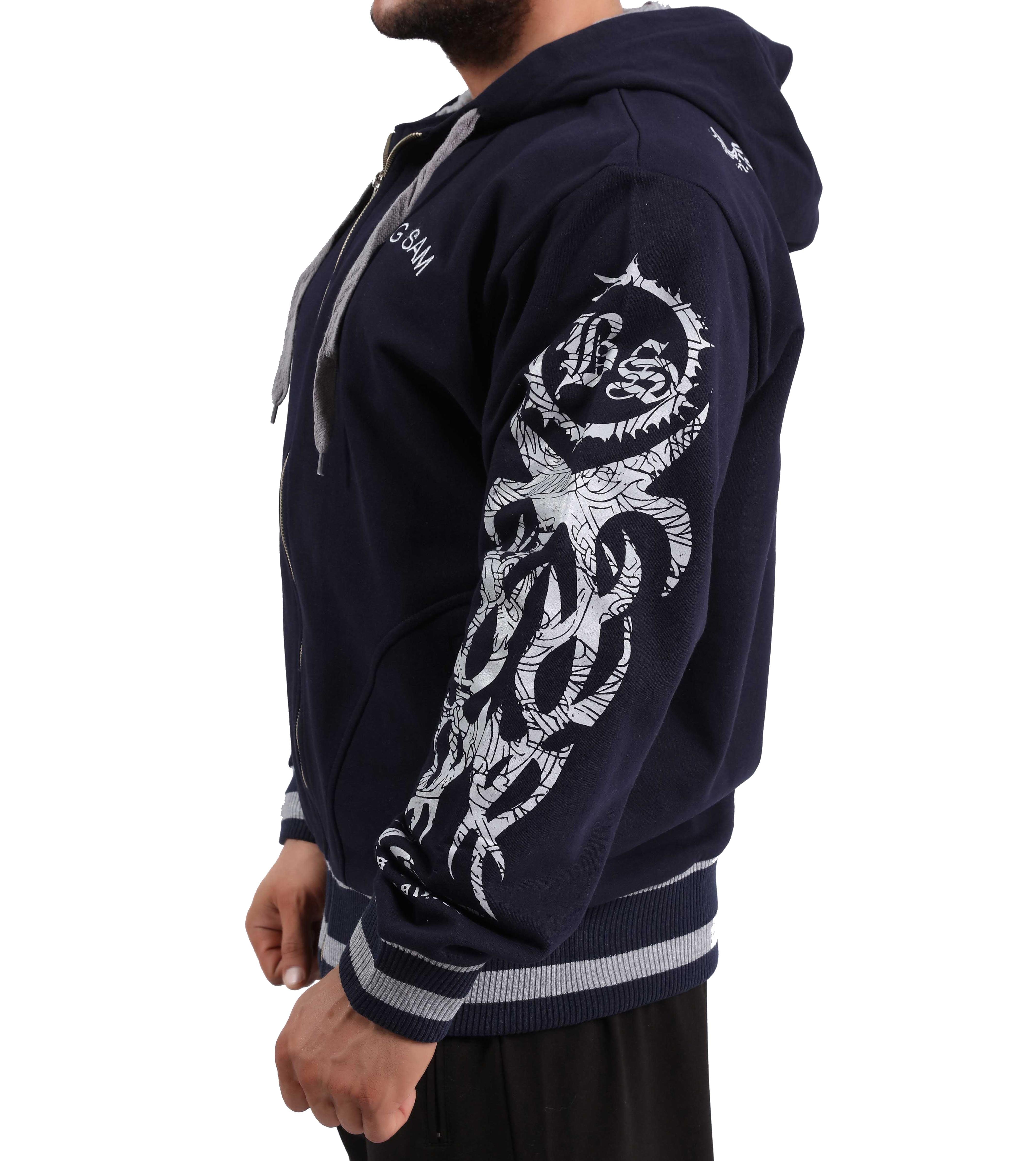 Mens Relaxed Winter Jacket Cotton Zippered Hoodie