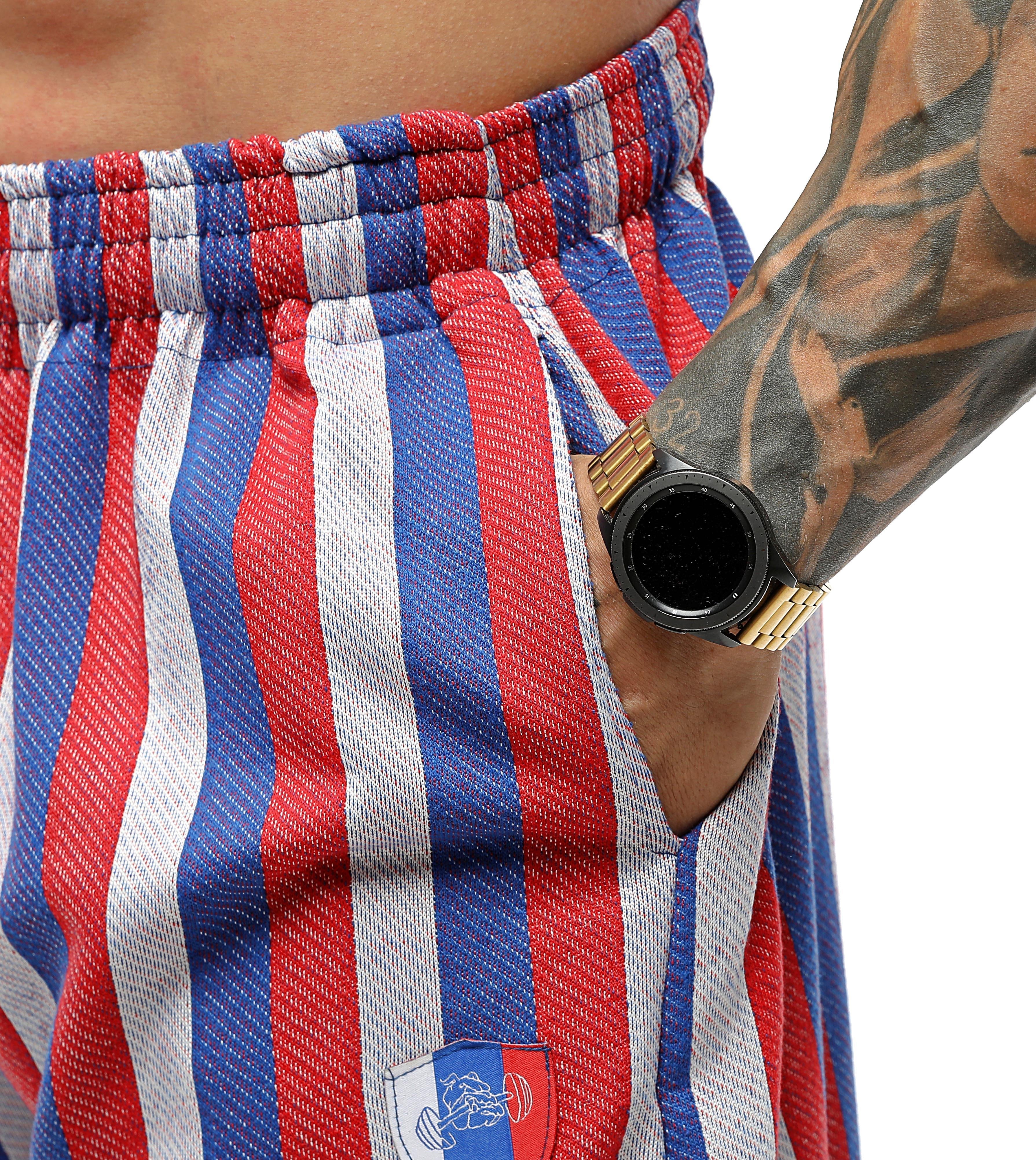 Men's Striped Loose Fit Baggy Sweatpants PNT1381-RED