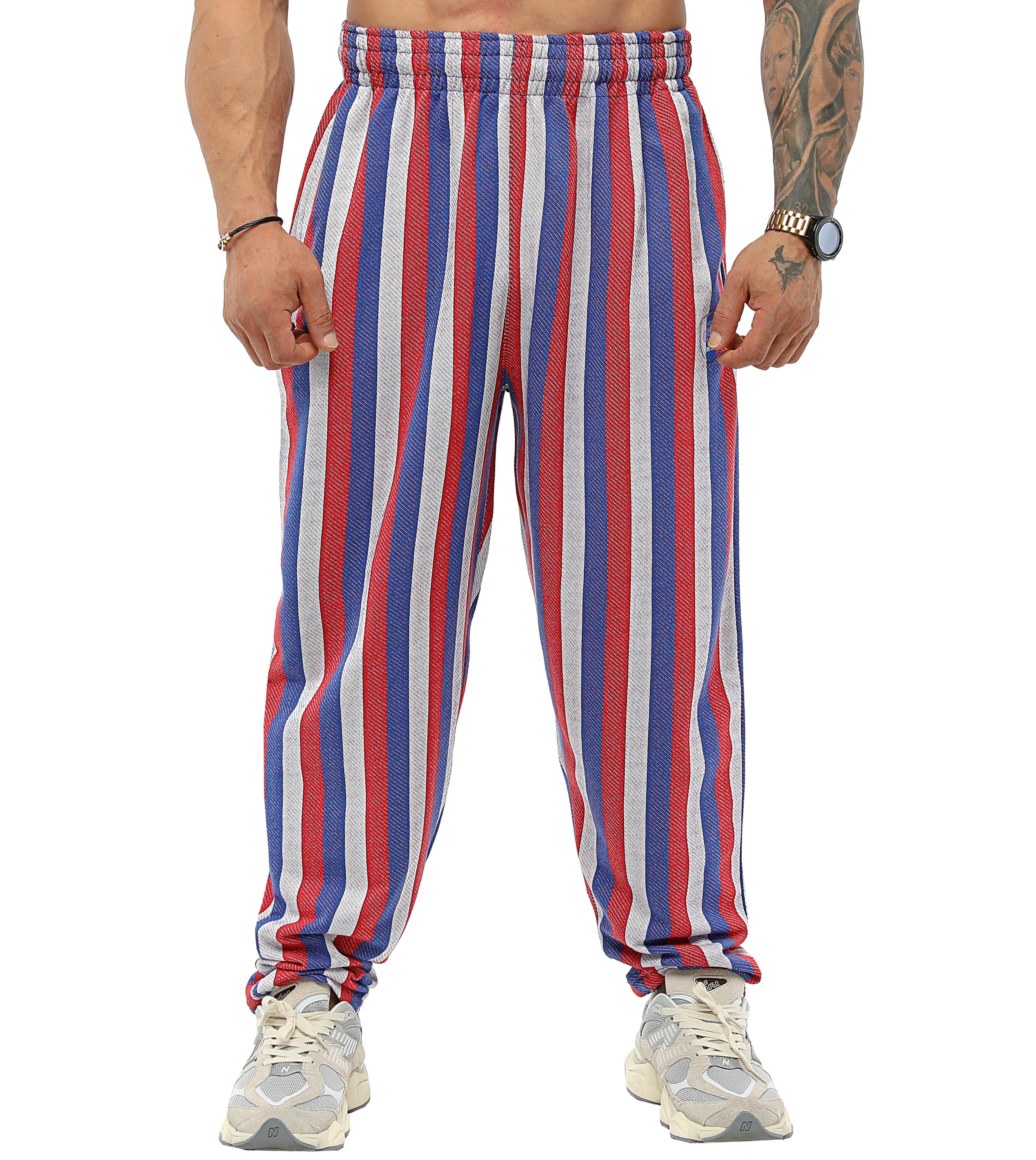 Men's Striped Loose Fit Baggy Sweatpants PNT1381-RED