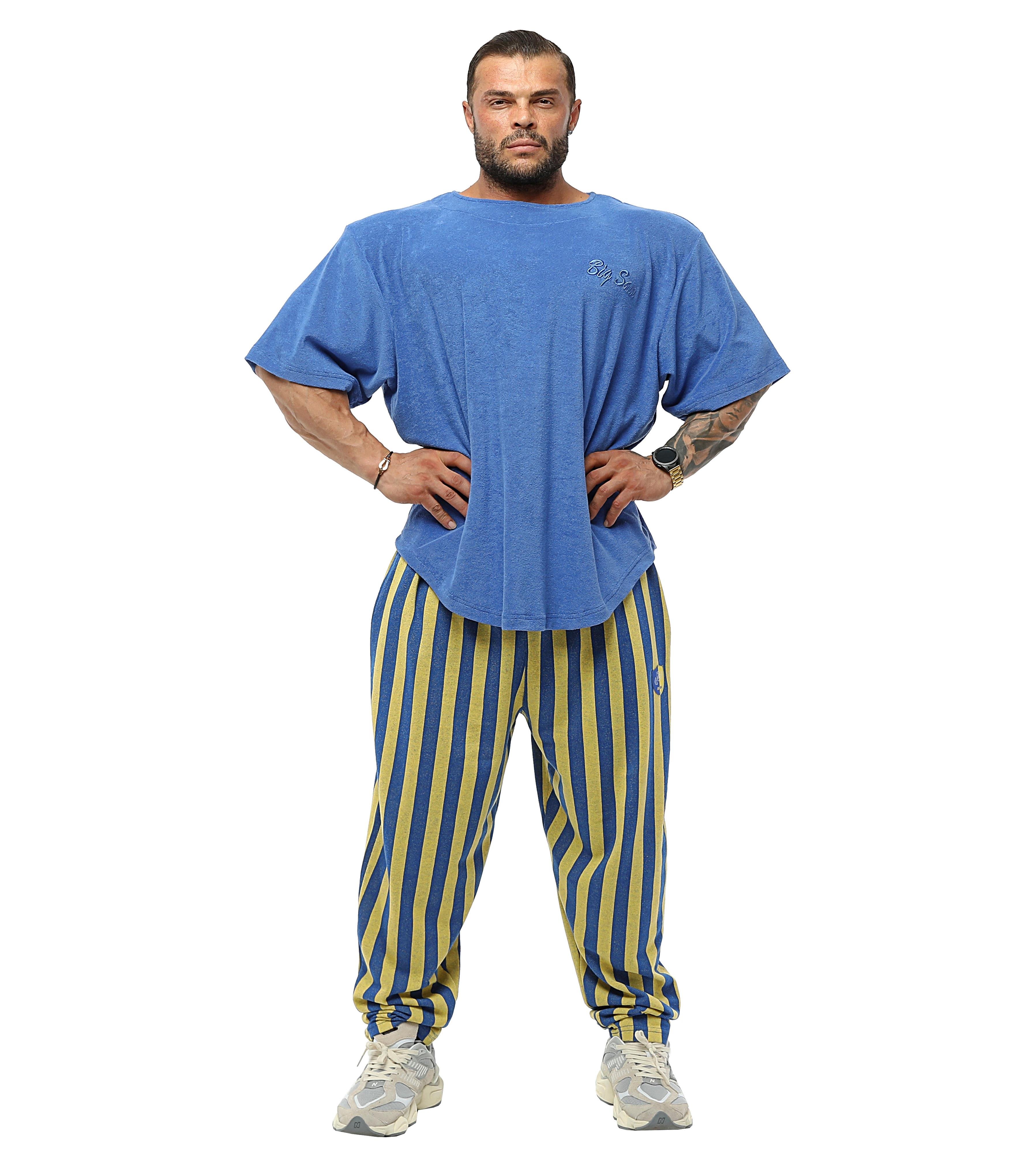 Men's Striped Loose Fit Striped Baggy Sweatpants PNT1381-YELLOW