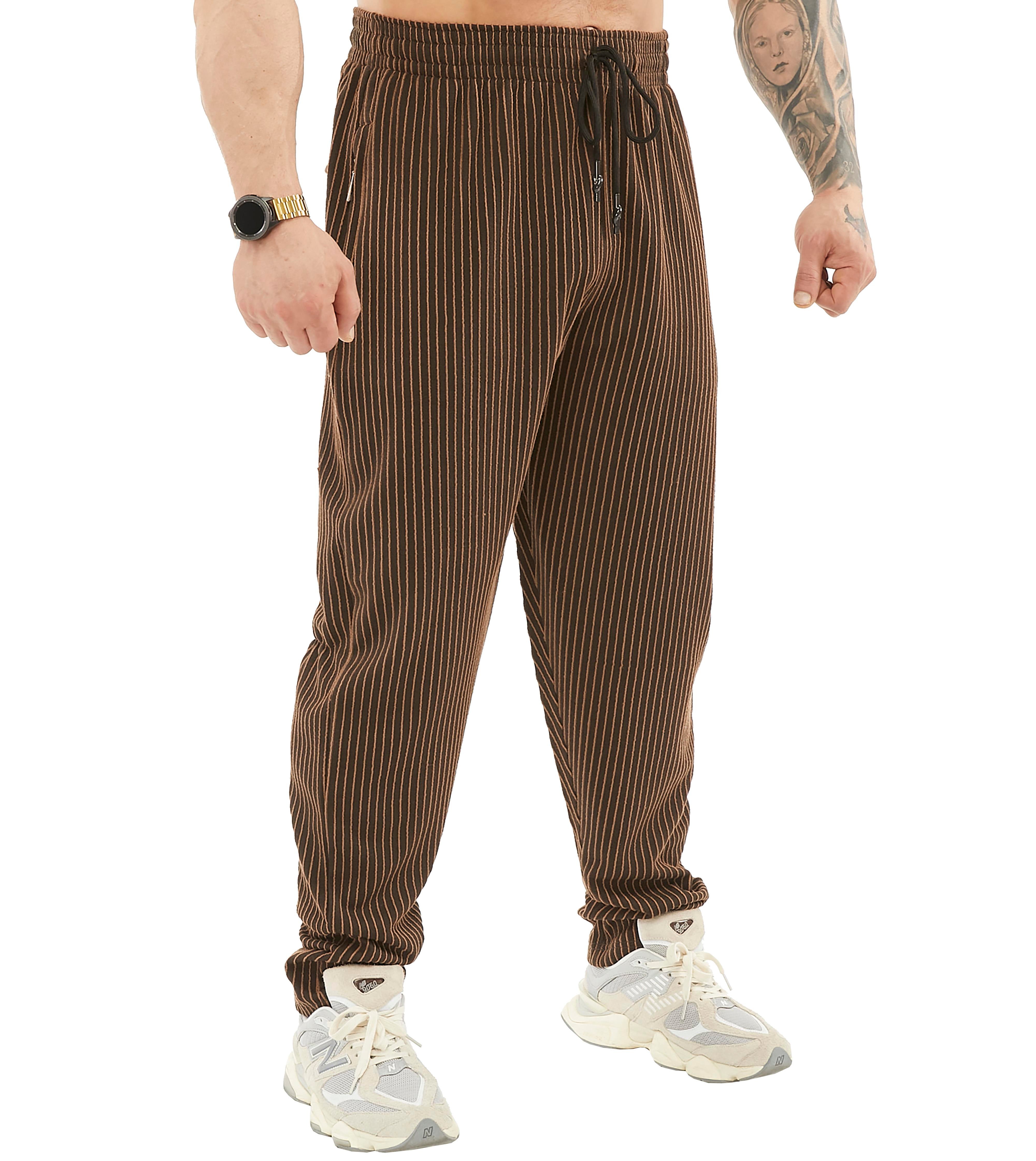 Mens Winter Sweatpants Loose Fit, Breathable, Zippered Pockets 