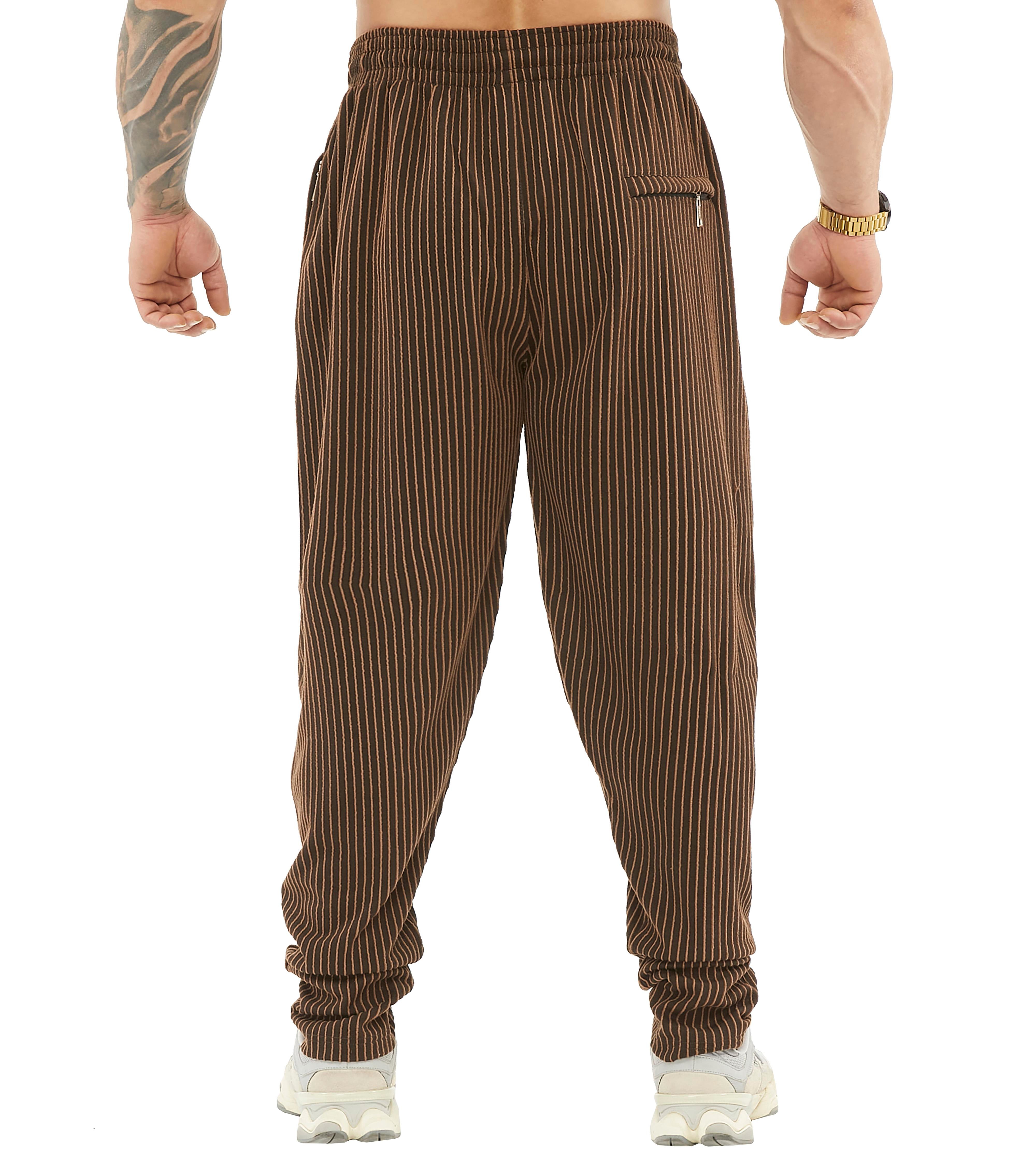 Mens Winter Sweatpants Loose Fit, Breathable, Zippered Pockets 
