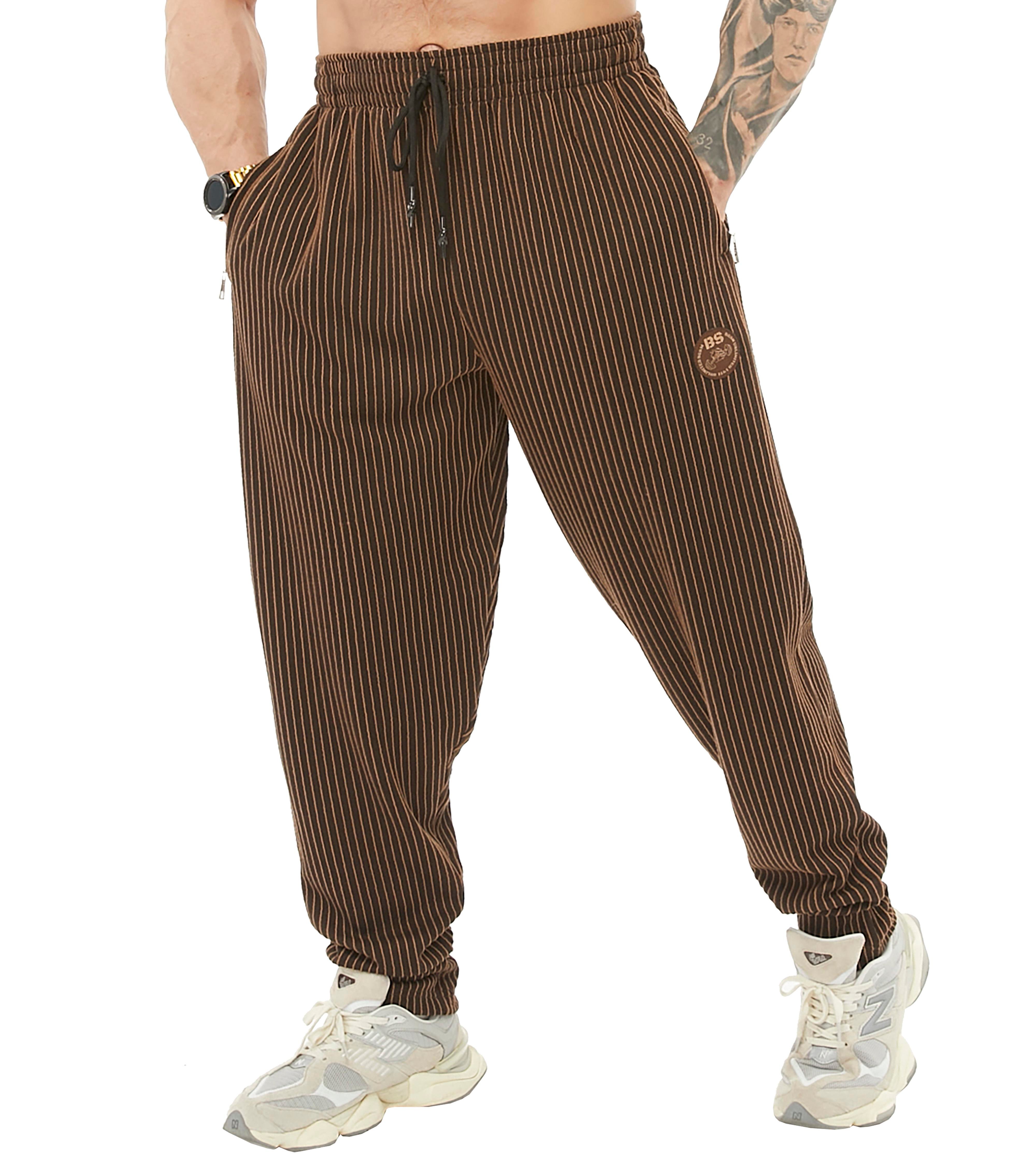 Mens Winter Sweatpants Loose Fit, Breathable, Zippered Pockets 