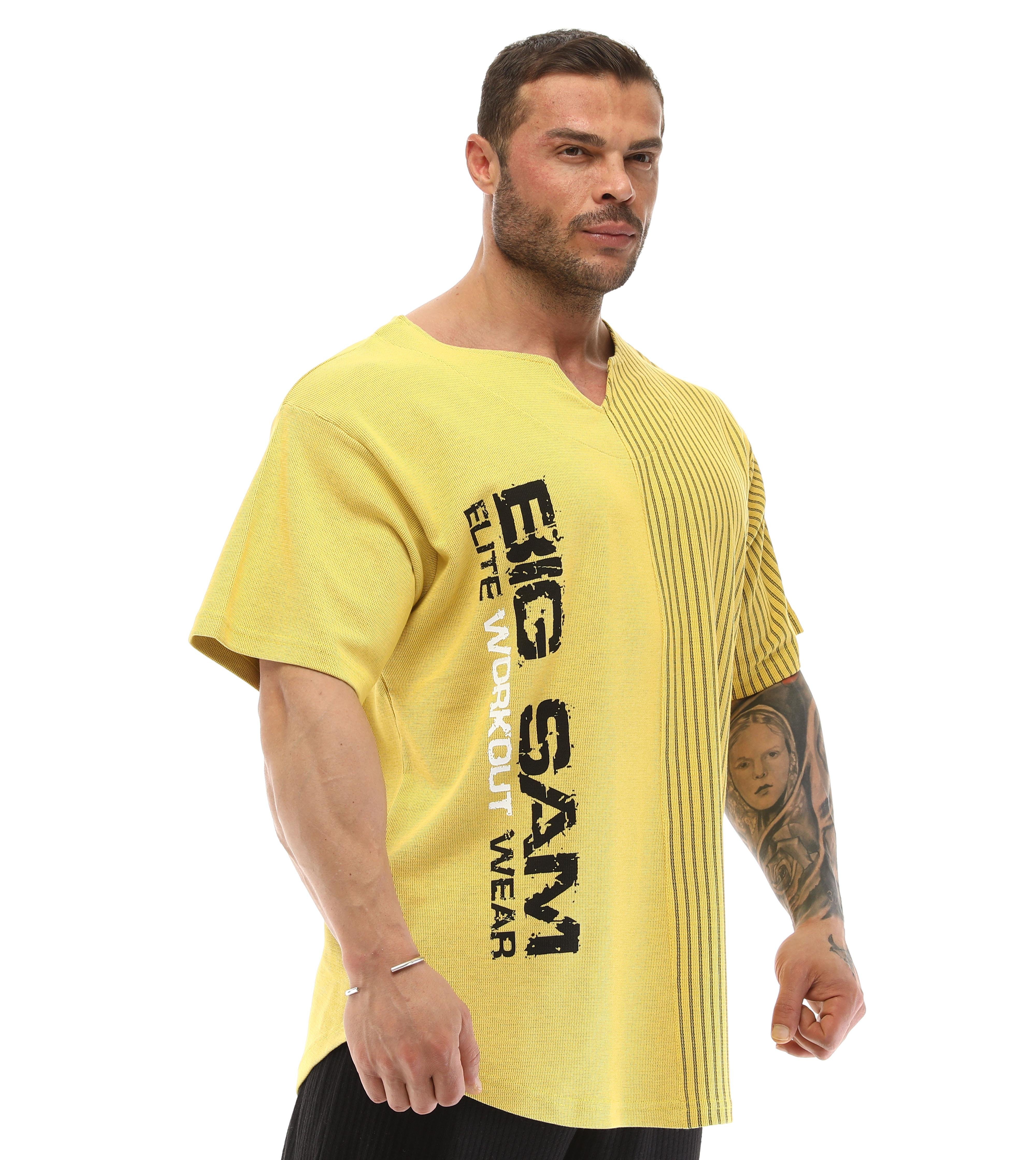 Oversize Bodybuilding Rag Top T-shirt Yellow Big Sam 3264