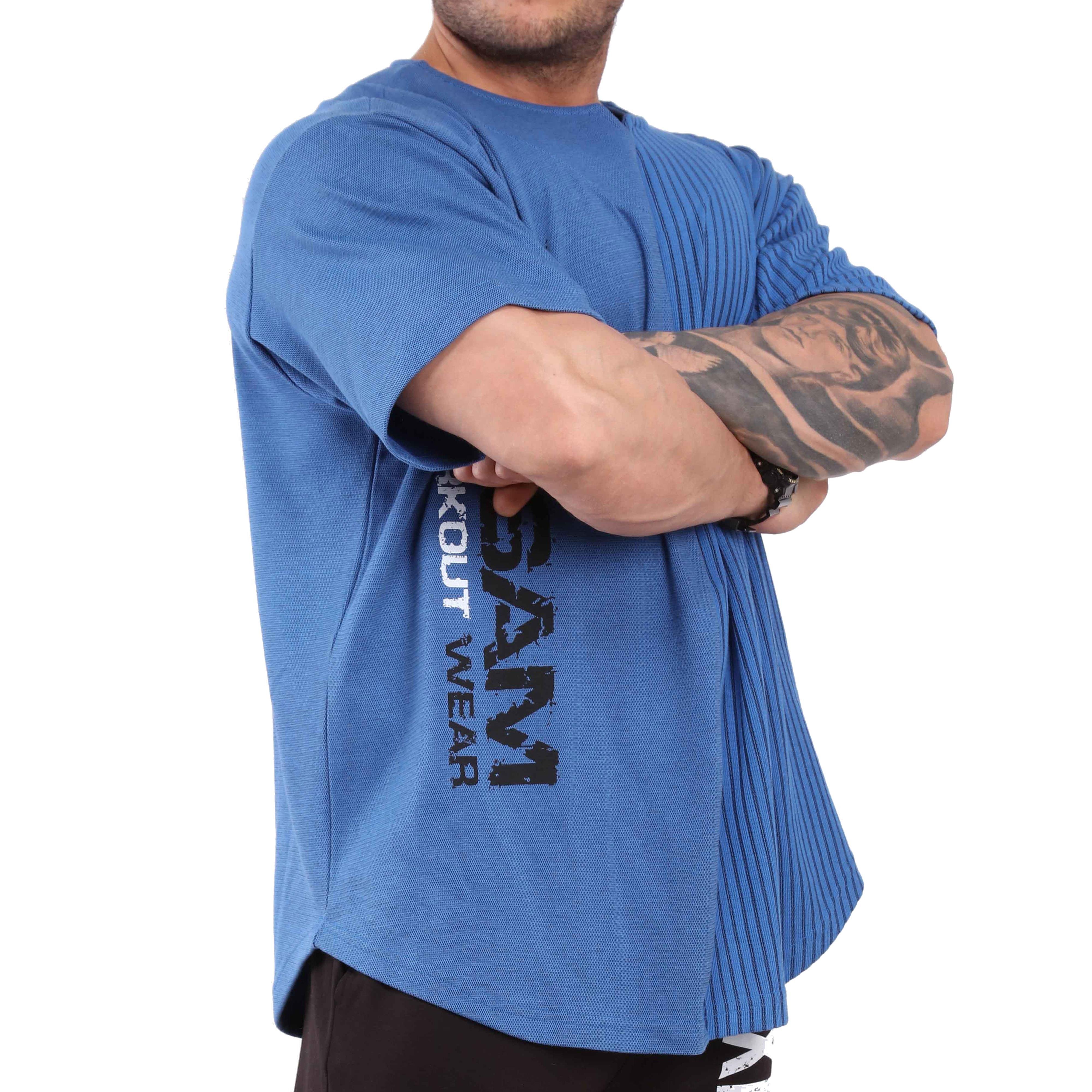 Oversize Bodybuilding Rag Top T-shirt Blue