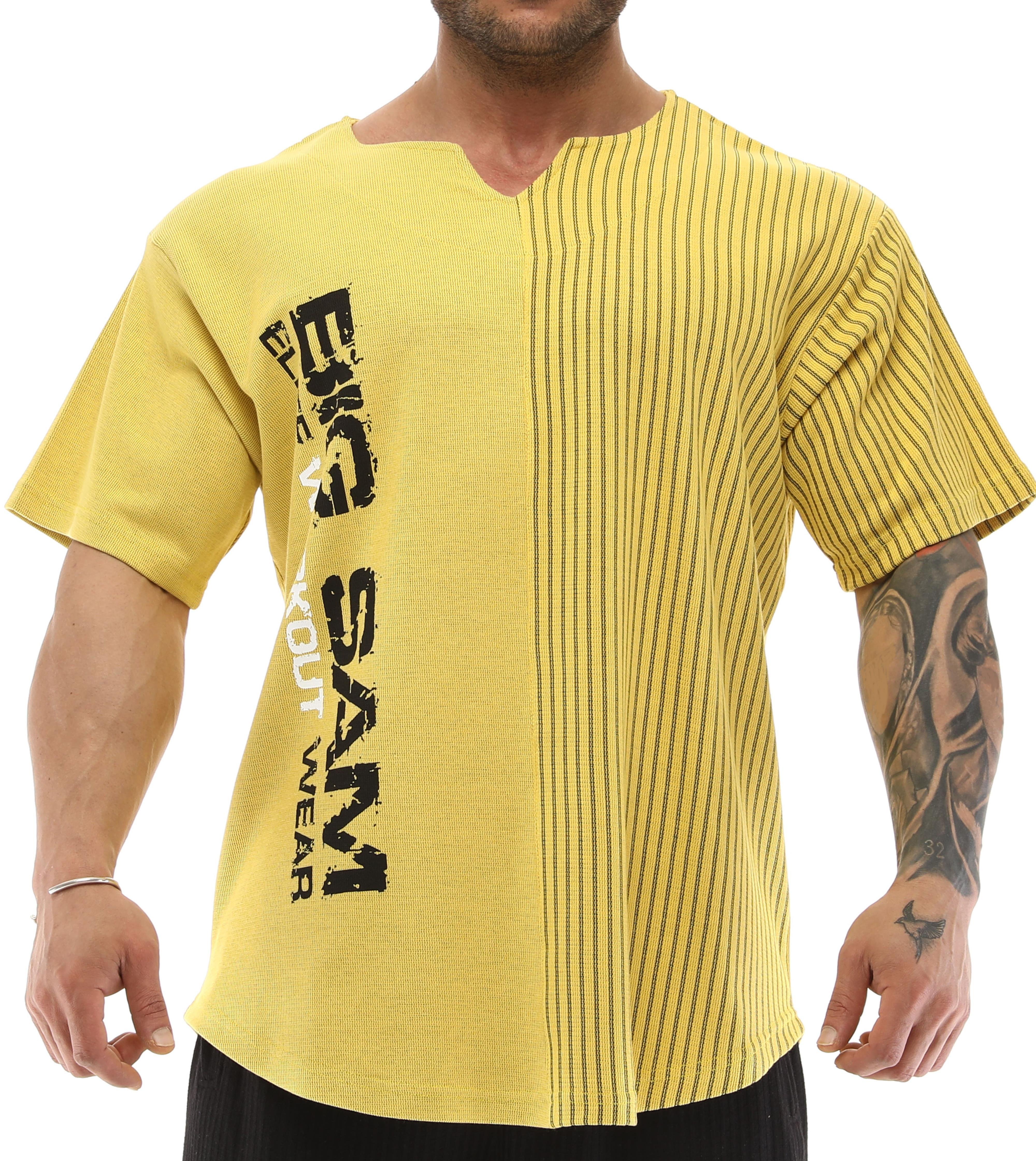 Oversize Bodybuilding Rag Top T-shirt Yellow Big Sam 3264
