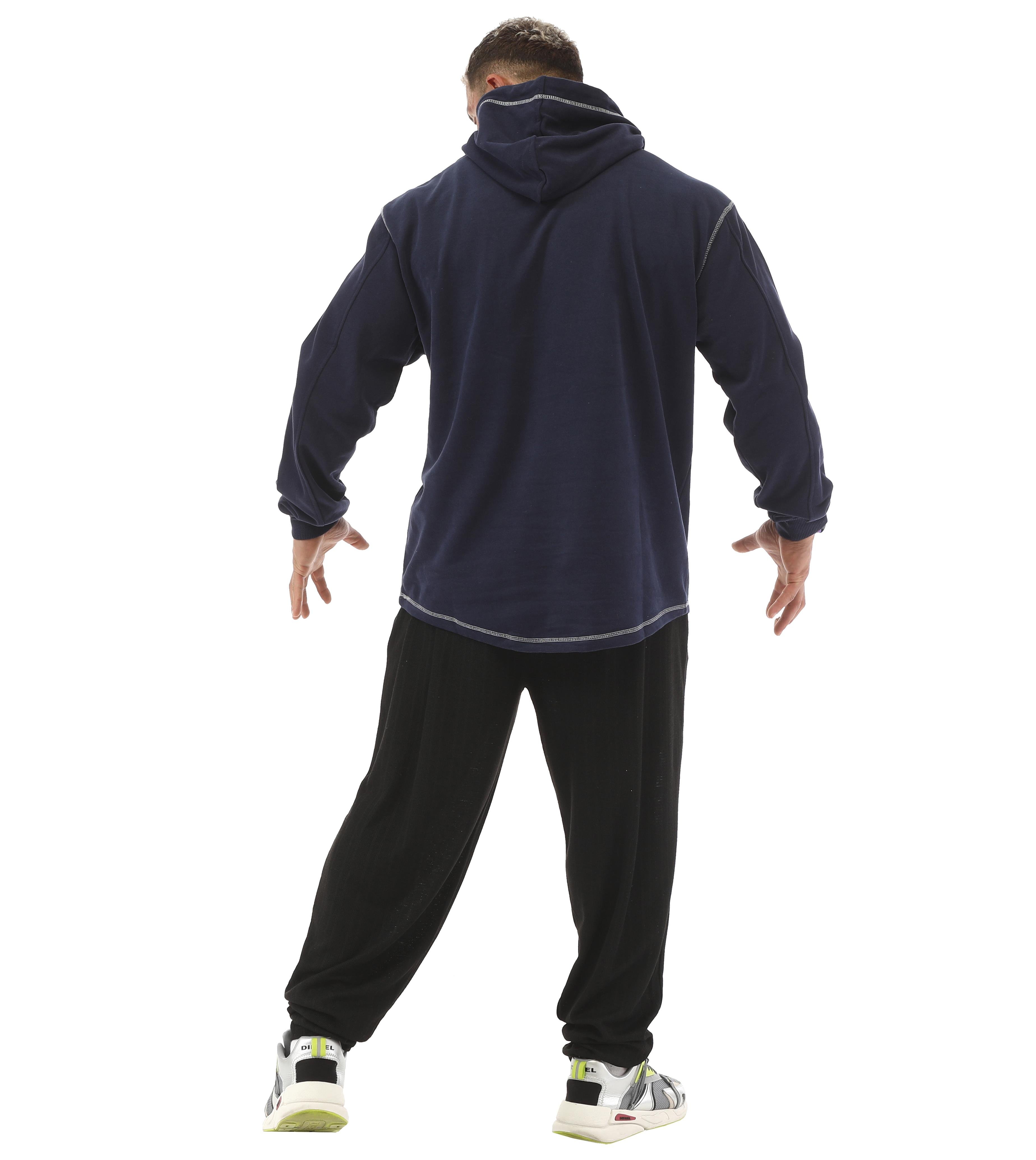 Oversize Long Sleeve Hooded Soft Texture Winter Sweater Dark Blue