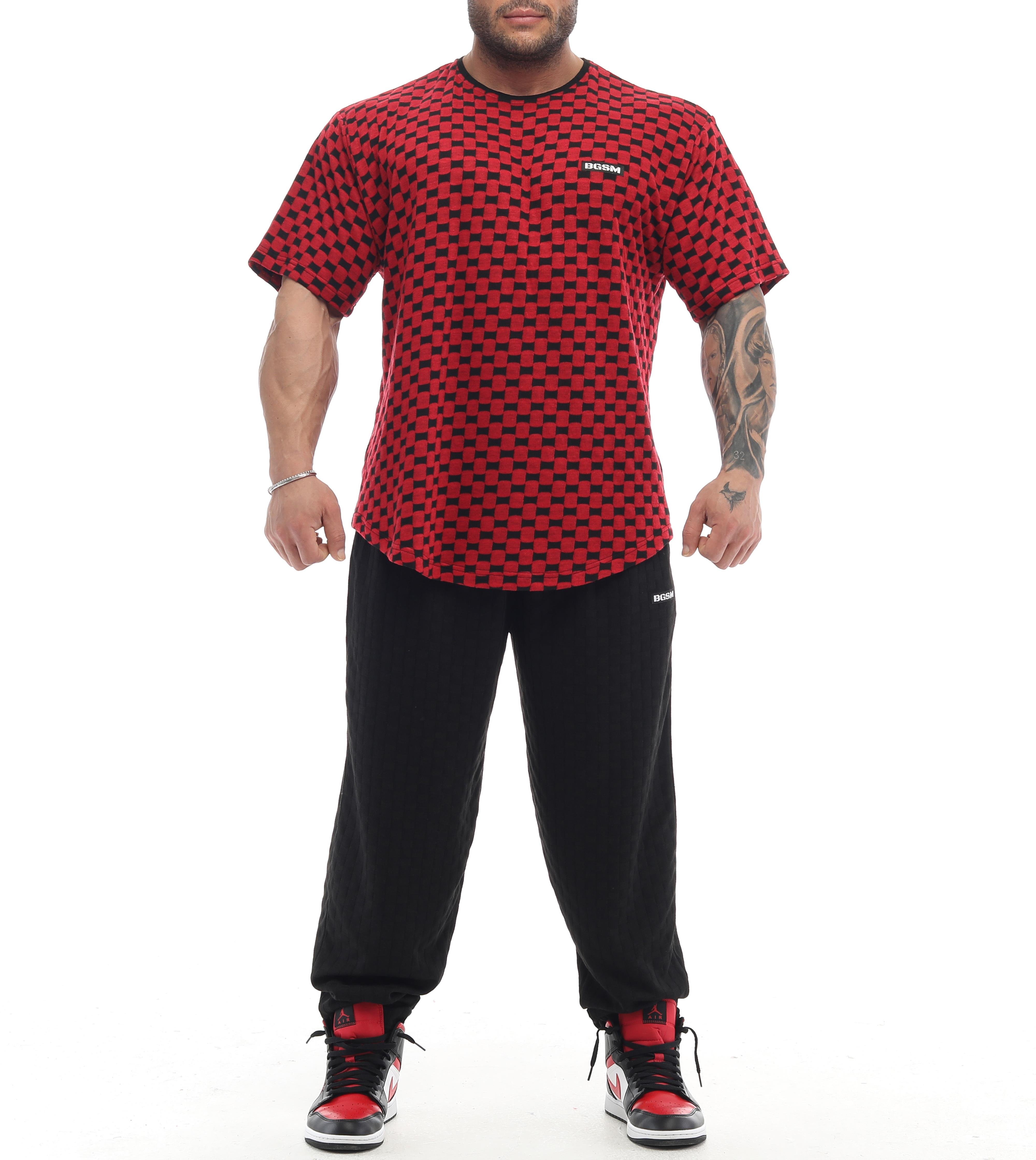 Oversize Plaid Design Rag Top Red