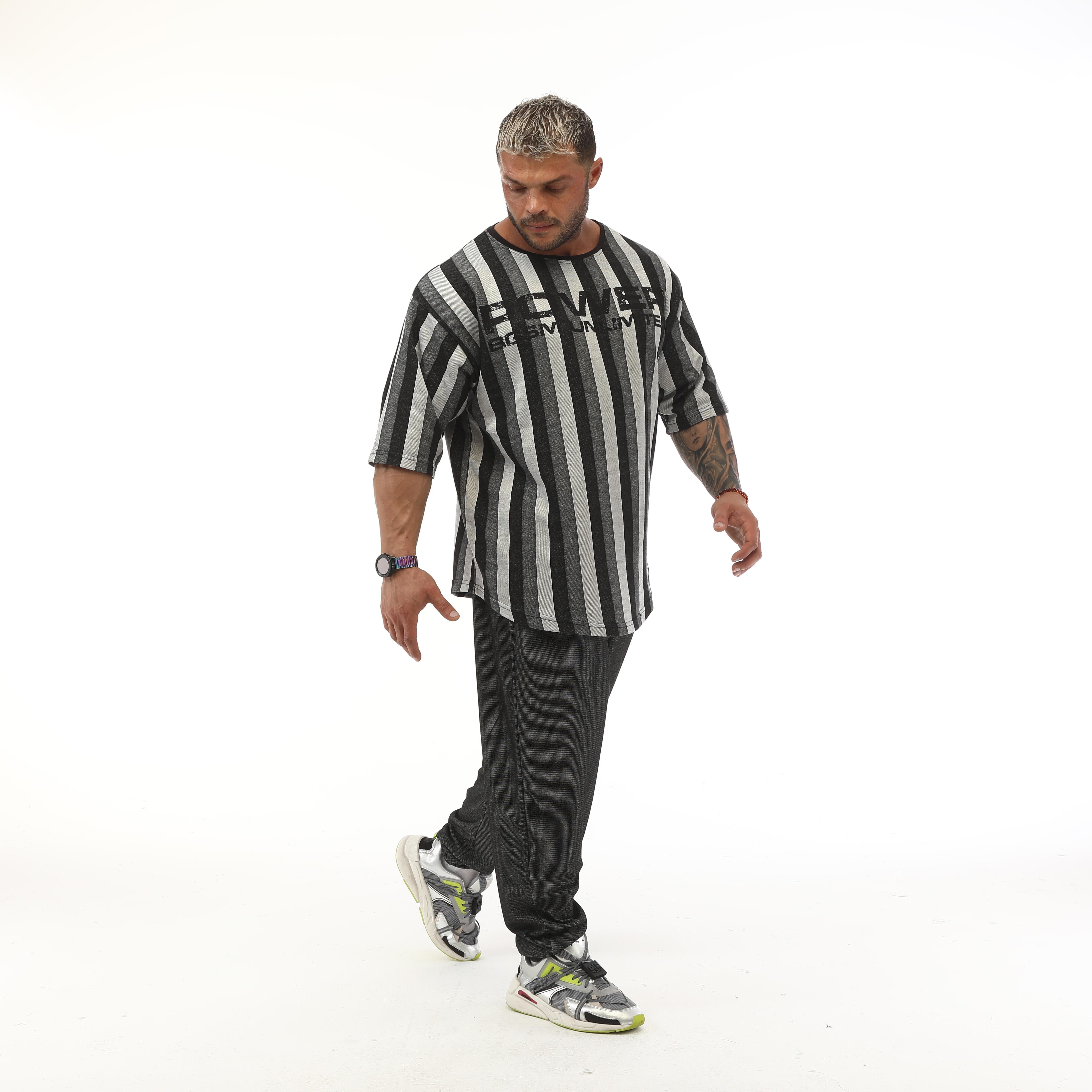 Oversize Striped Gym Workout T-shirt
