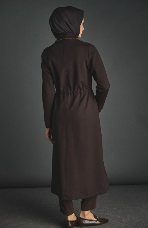 Büzgü Detaylı Bebe Yaka Kap - KAHVERENGİ