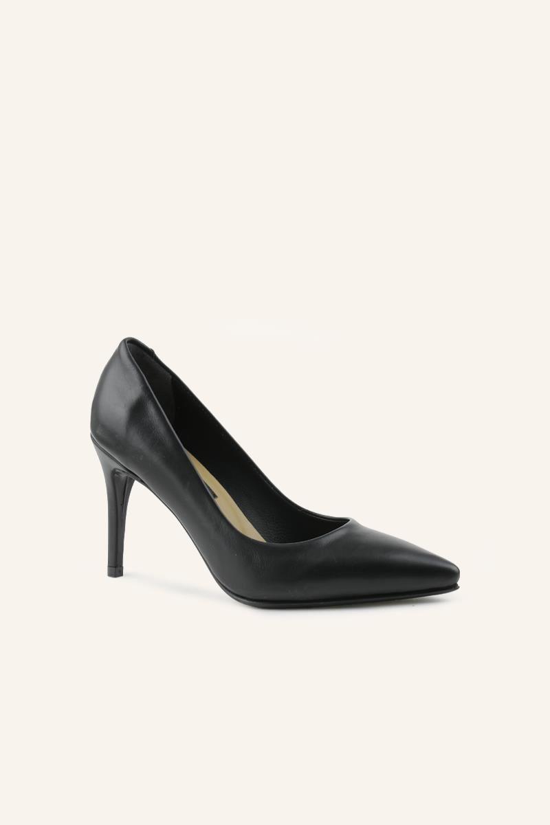 Deri Stiletto - SİYAH