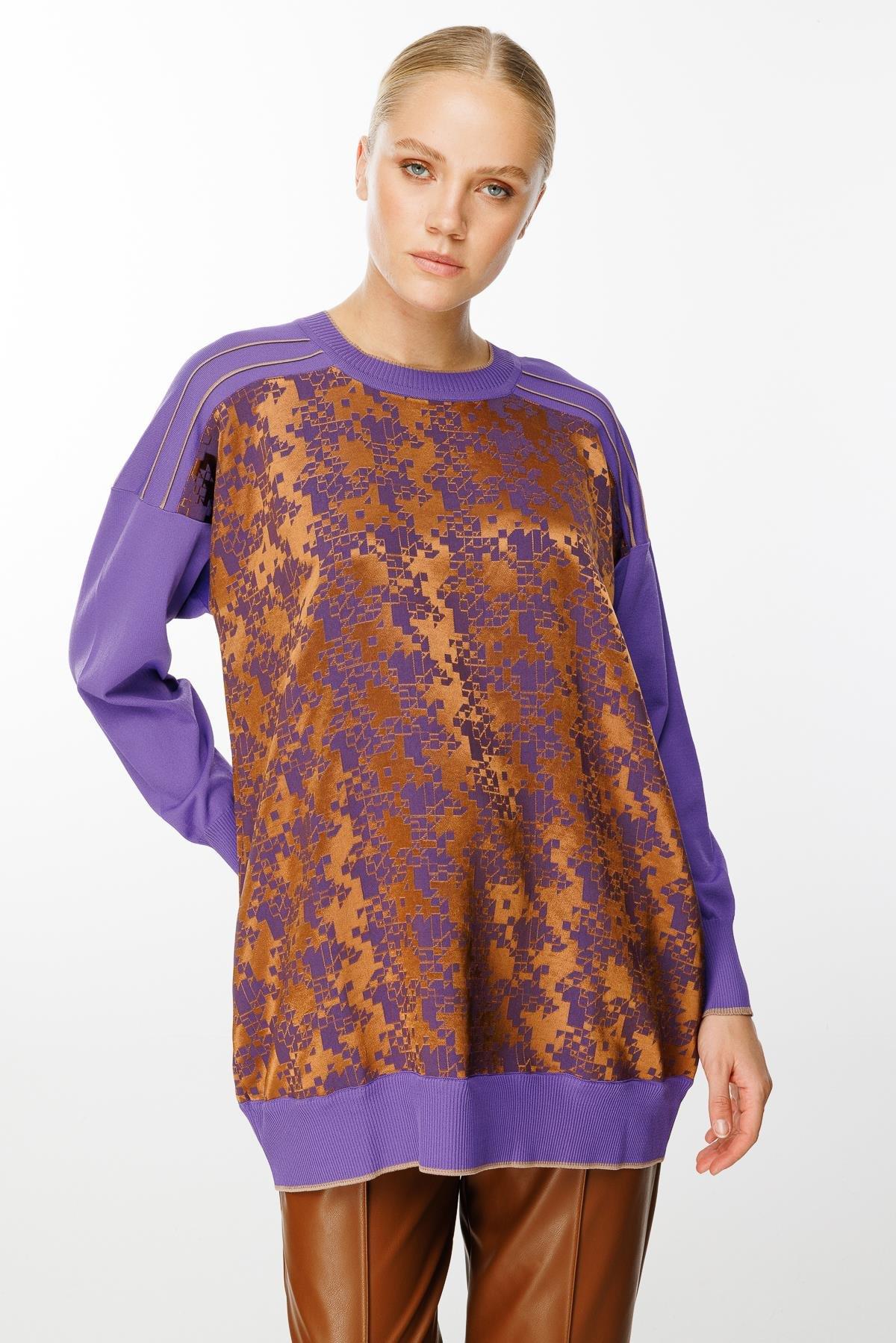 Desenli Tunik - CAMEL MOR