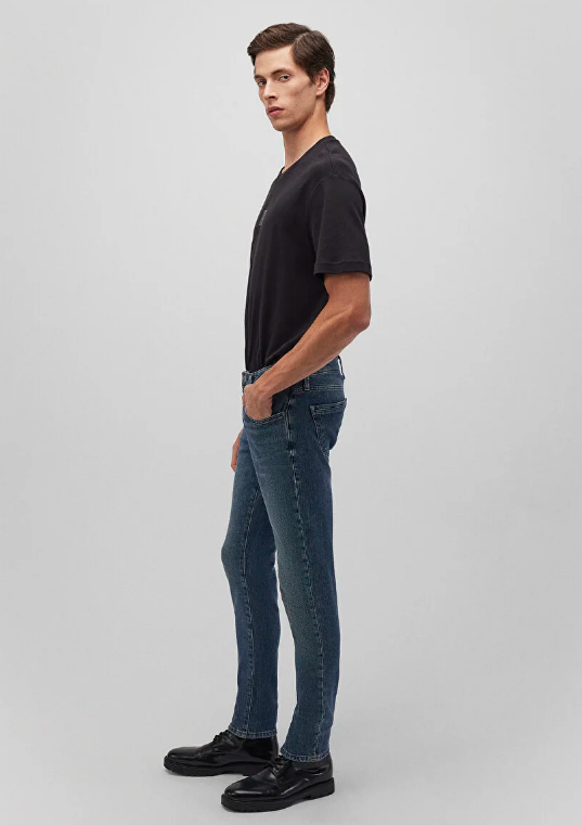 JAMES Vintage Inky Shaded Kot Pantolon - MAVİ