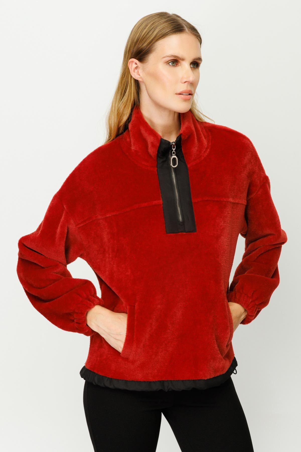 Peluş Kumaş Sweat - BORDO