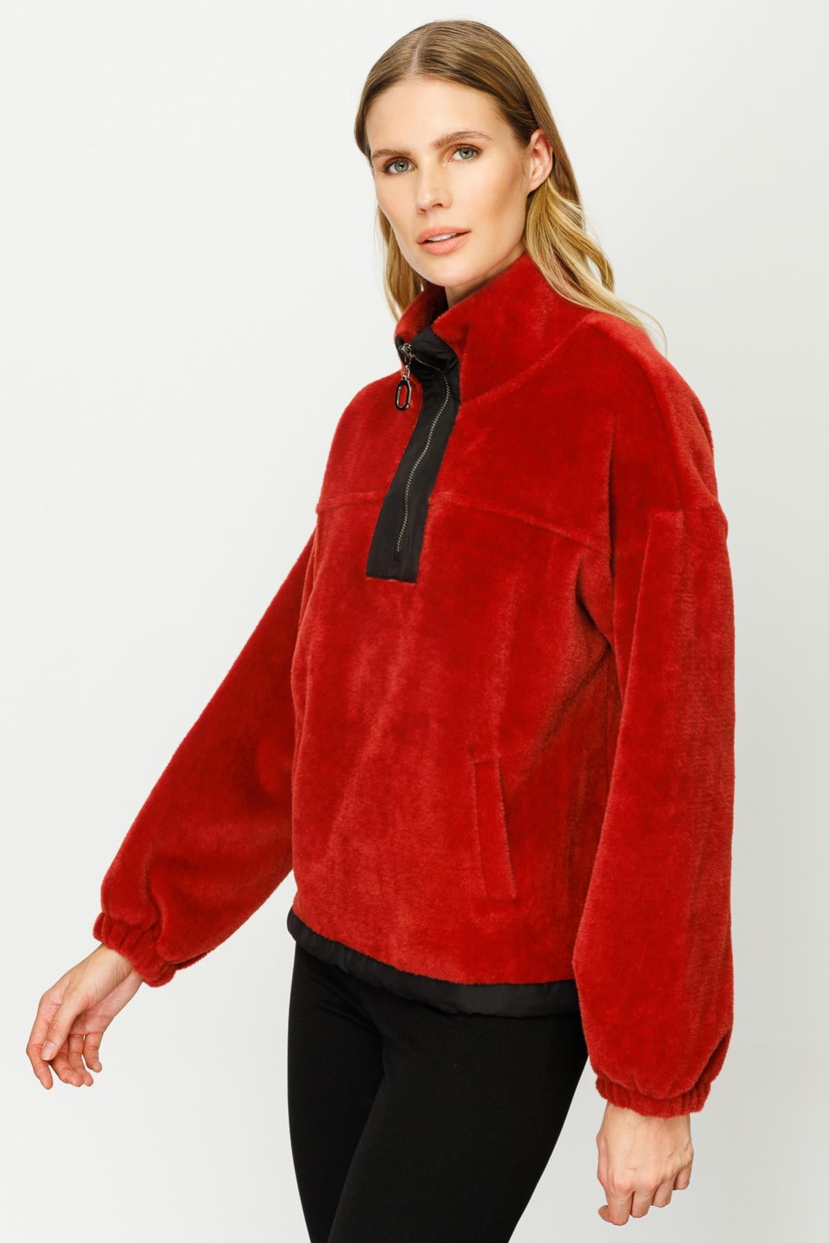Peluş Kumaş Sweat - BORDO