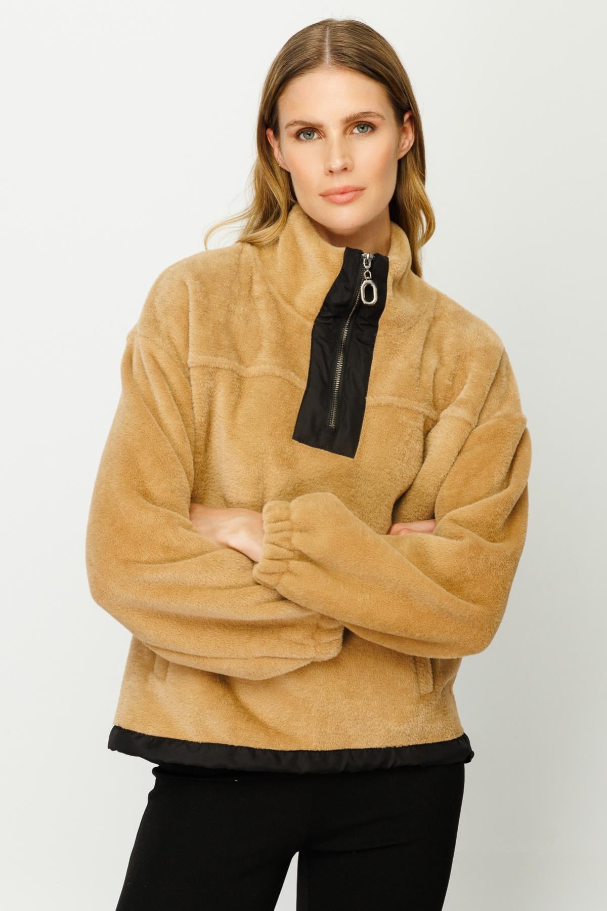 Peluş Kumaş Sweat - CAMEL