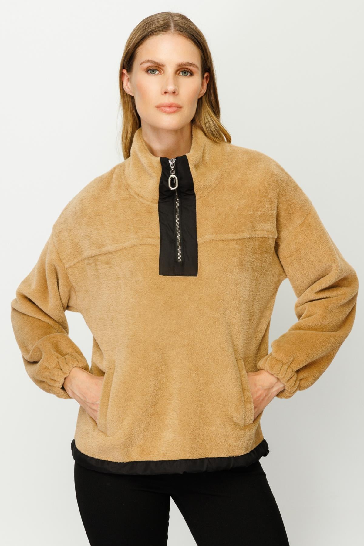 Peluş Kumaş Sweat - CAMEL