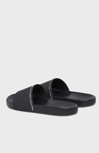 POOL SLIDE RUBBER MEN'S SLIPPERS - BLACK