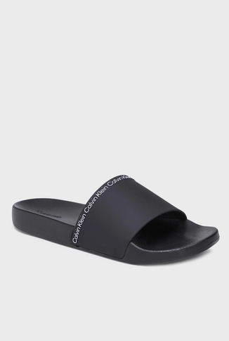 POOL SLIDE RUBBER MEN'S SLIPPERS - BLACK
