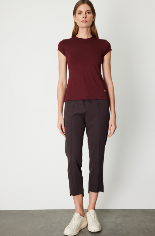 Sıfır Yaka Basic Aykol Bluz - BORDO