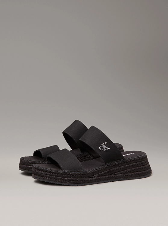 SPORTY ROPE MG LTH WEBBING WOMEN'S SANDALS - BLACK