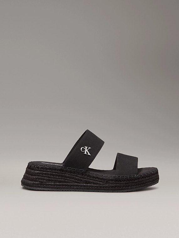 SPORTY ROPE MG LTH WEBBING WOMEN'S SANDALS - BLACK