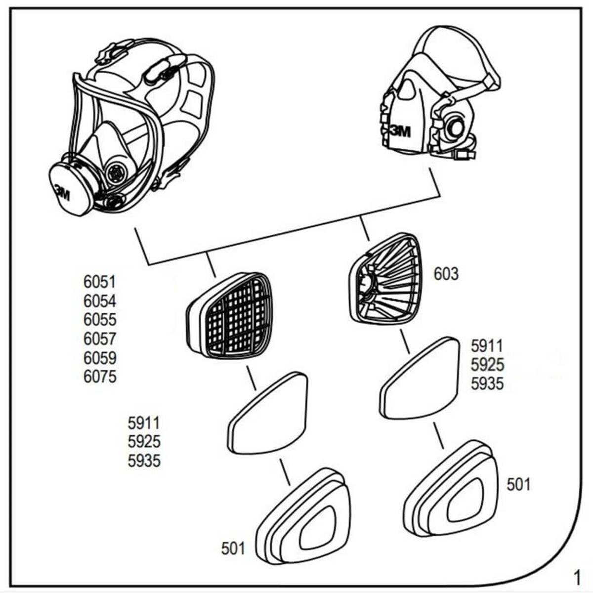3M™ 5911 P1 Maske Filtresi Pedi - 1 Çift