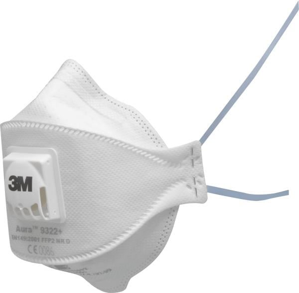 3M™ Aura™ 9322+ FFP2 Valfli Partikül Solunum Maskesi - 10lu Paket