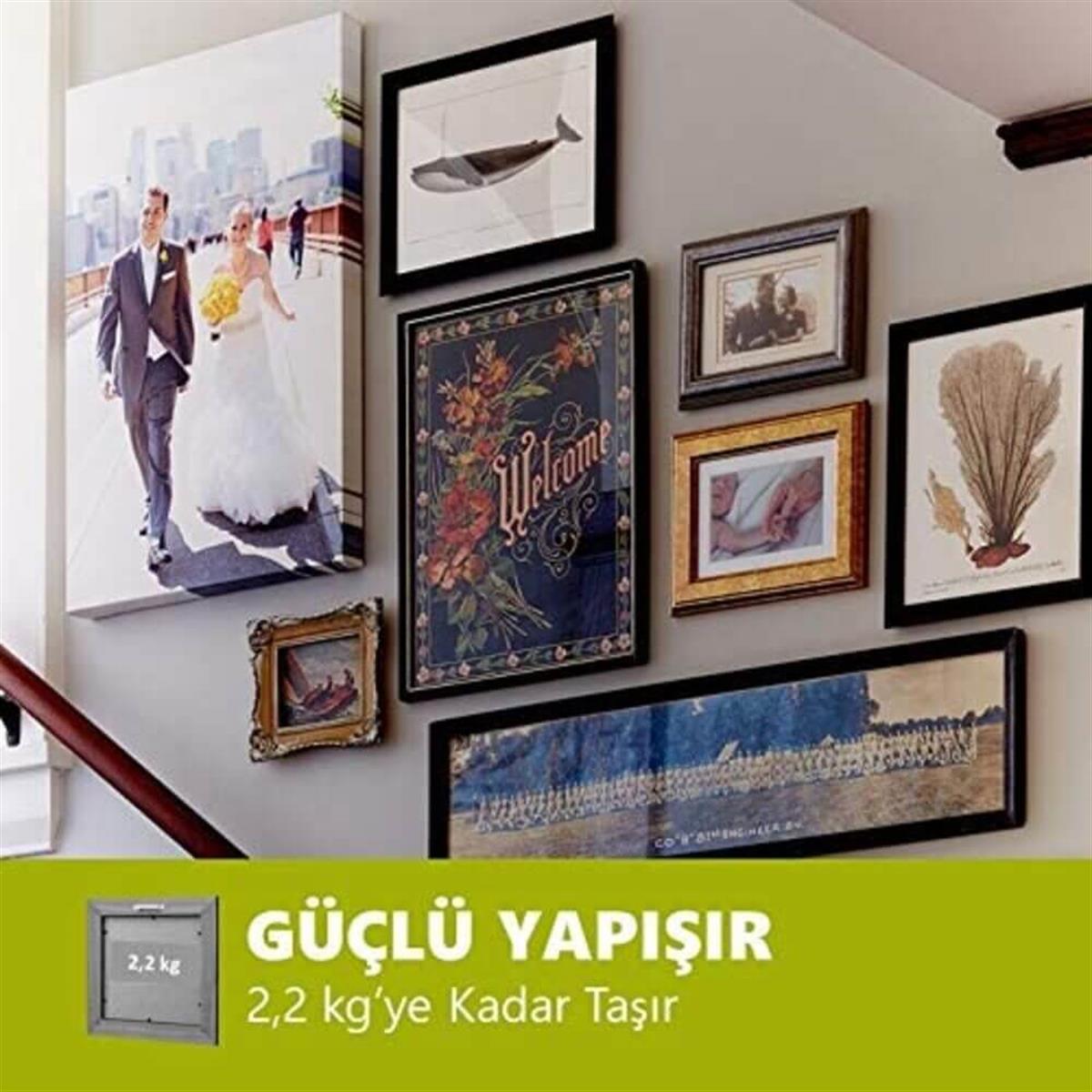 3M™ Command™ 17041-CIS İpli Çerçeve Askısı, Max 2,2 kg (1 Askı + 2 Büyük Boy Cırt Bant)