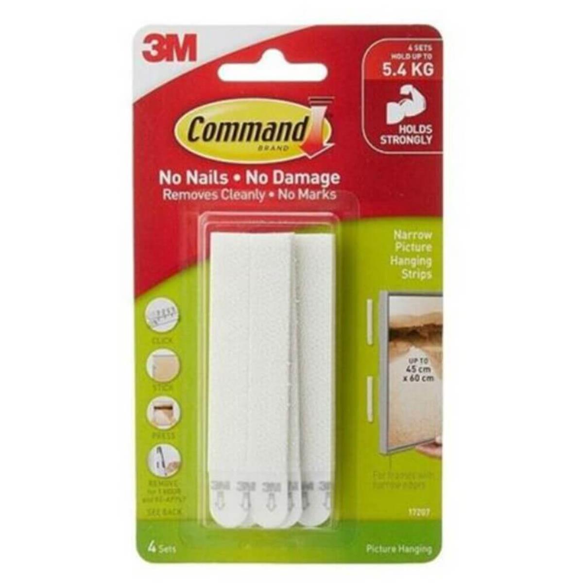 3M™ Command™ 17207-CIS Orta Boy Dar Cırt Bant, Max 5,4 kg (4 Set Dar Cırt Bant)