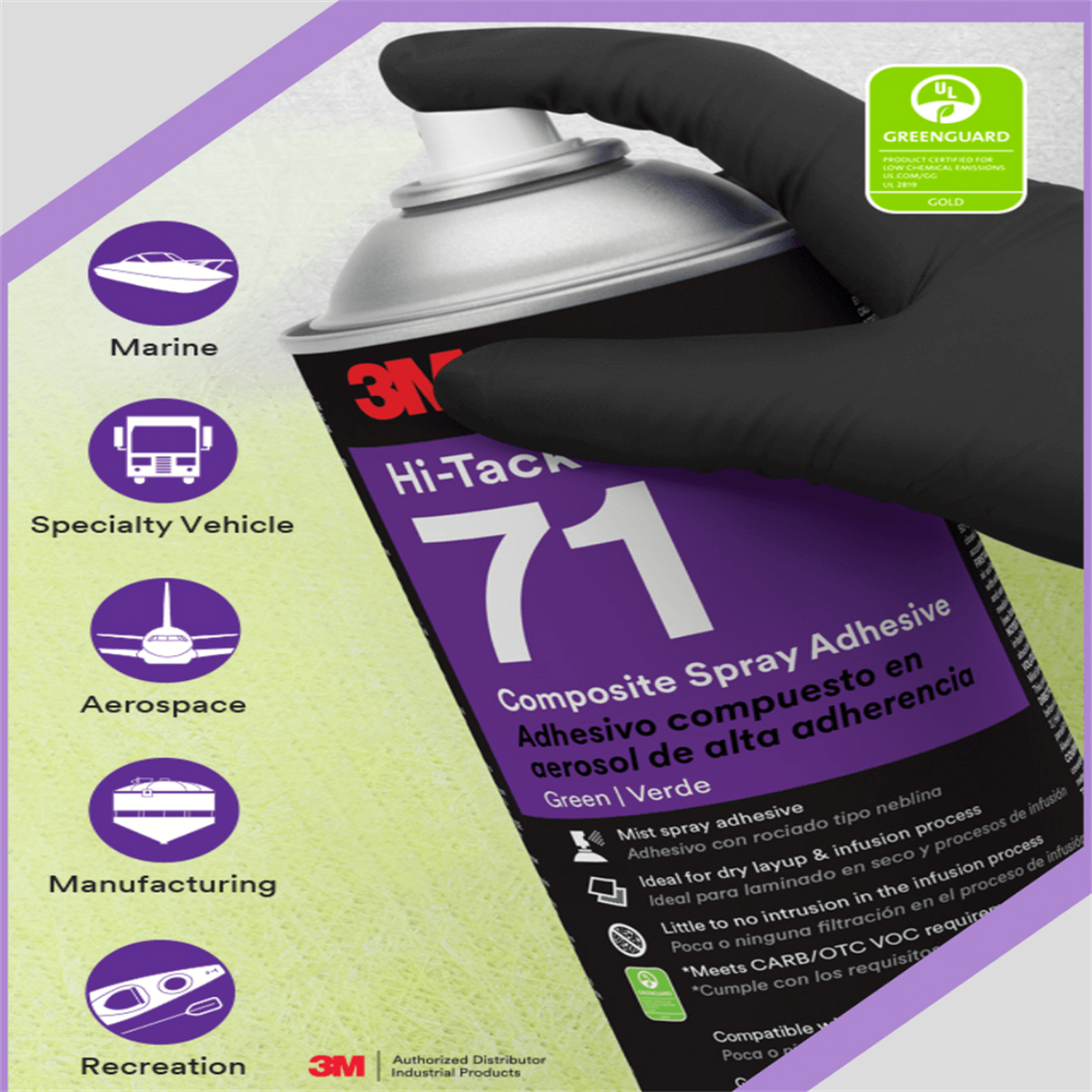 3M ™ Hi-Tack 71 Kompozit Sprey Yapıştırıcı, Yeşil - 500 ml