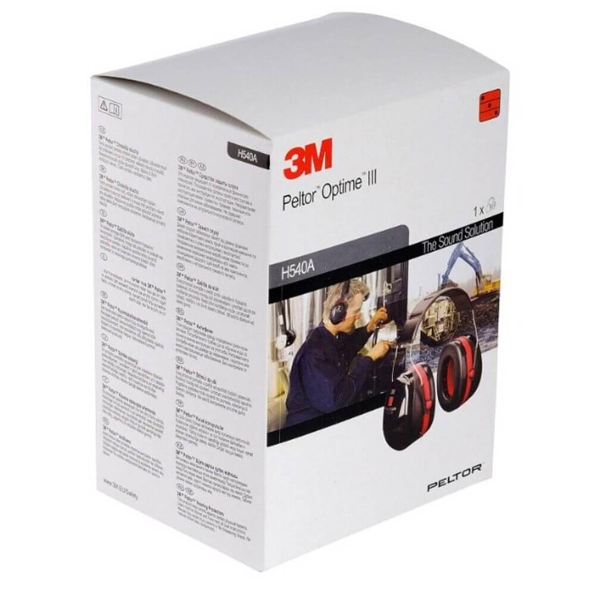 3M™ Peltor™ Optime™ III H540A Manşonlu, Kafa Bantlı Kulaklık - Siyah/Kırmızı, 35 dB