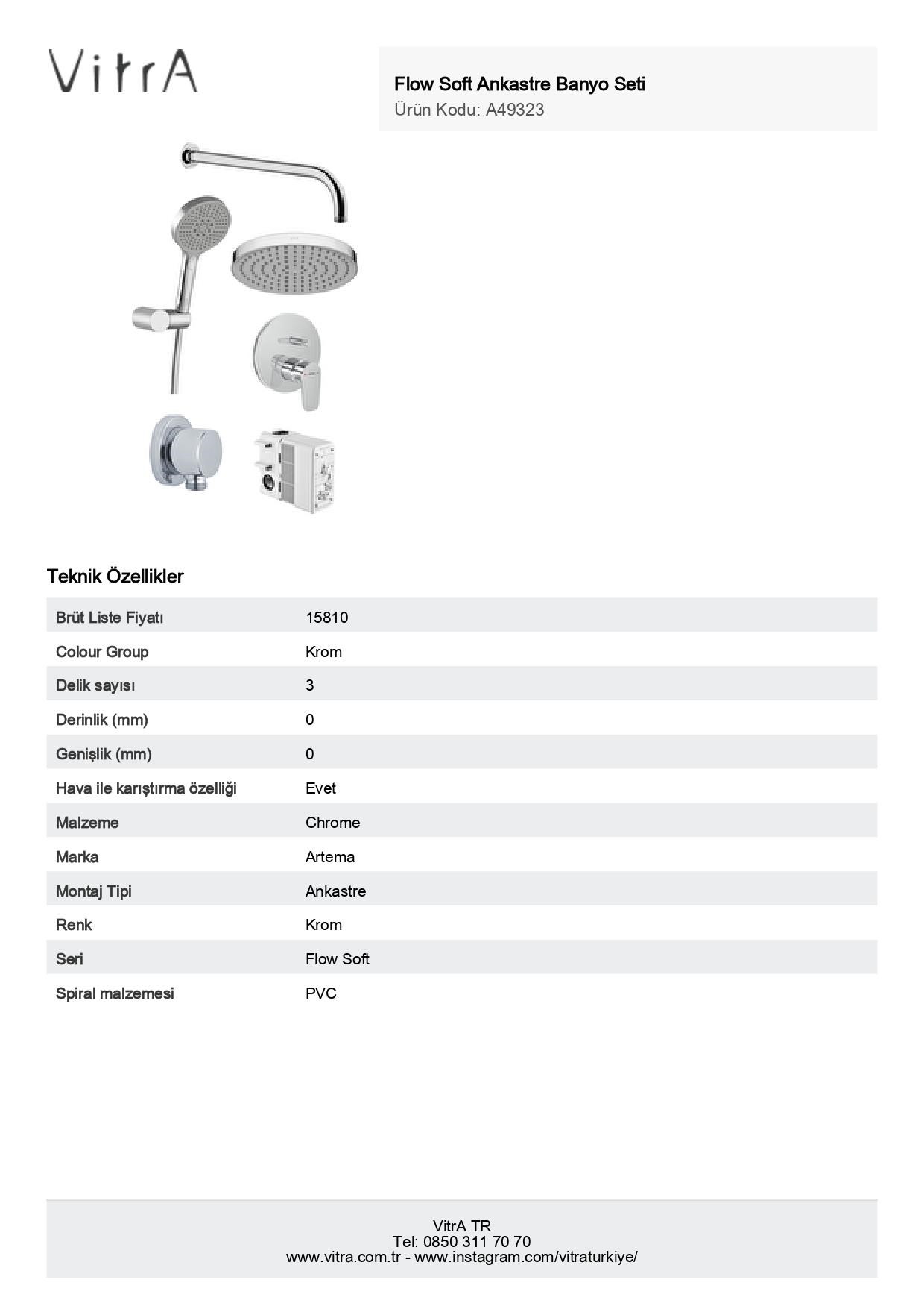 Artema Flow Soft Ankastre Banyo Seti 2 Yollu A49323