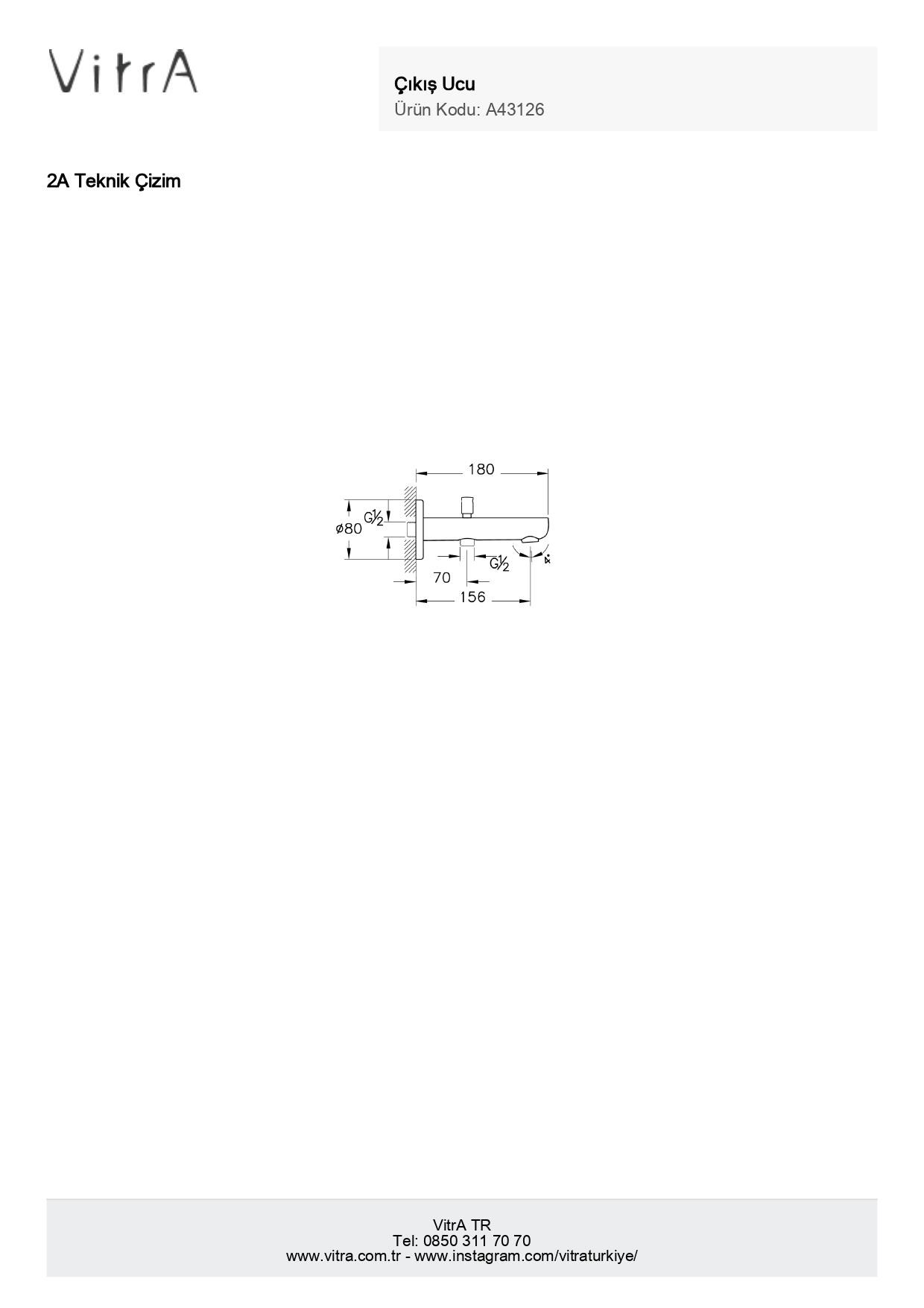 Artema Root Round Ankastre Banyo Bataryası Çıkış Ucu Krom A43126
