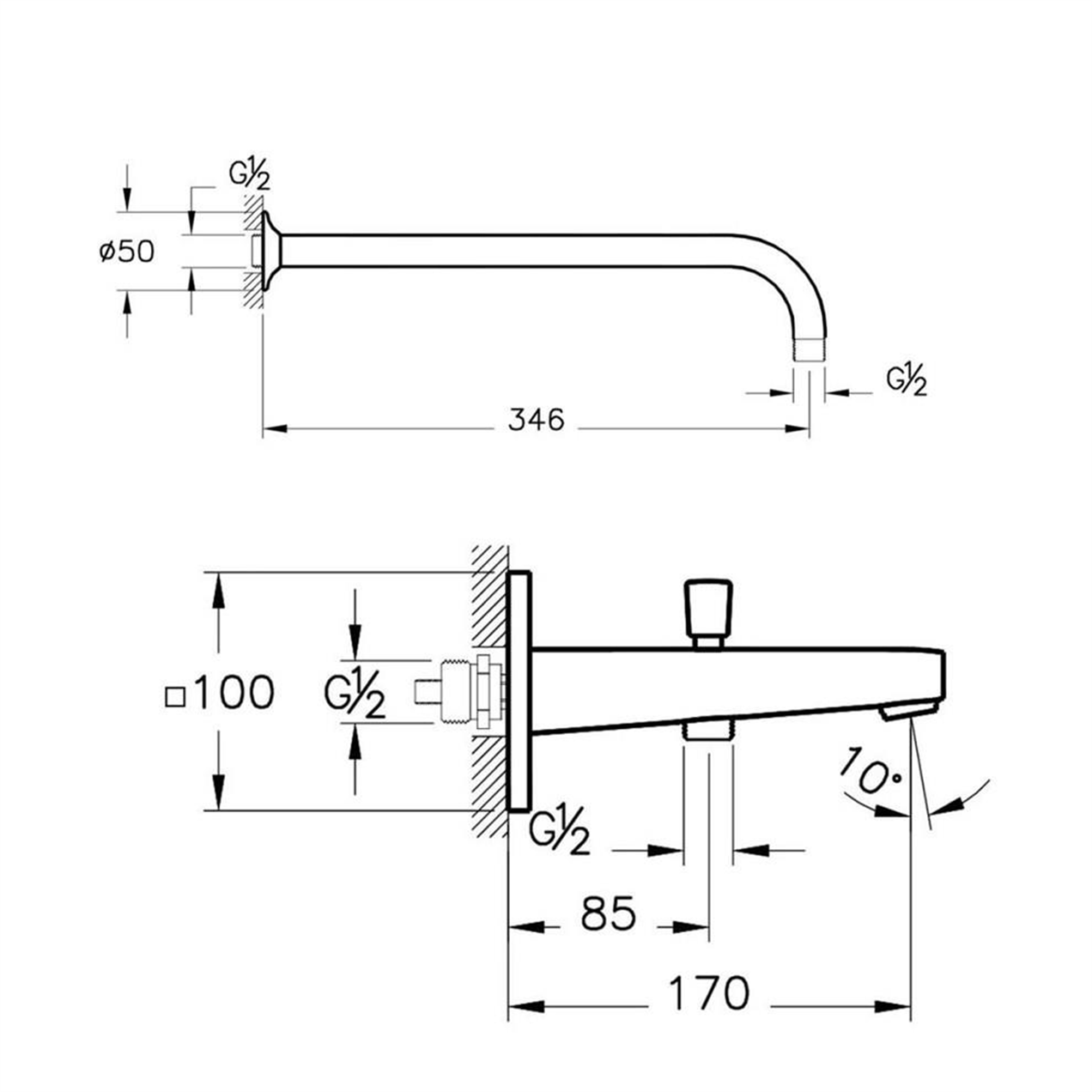 Artema Root Square Krom Ankastre Duş Seti, 6 Parça, A49280