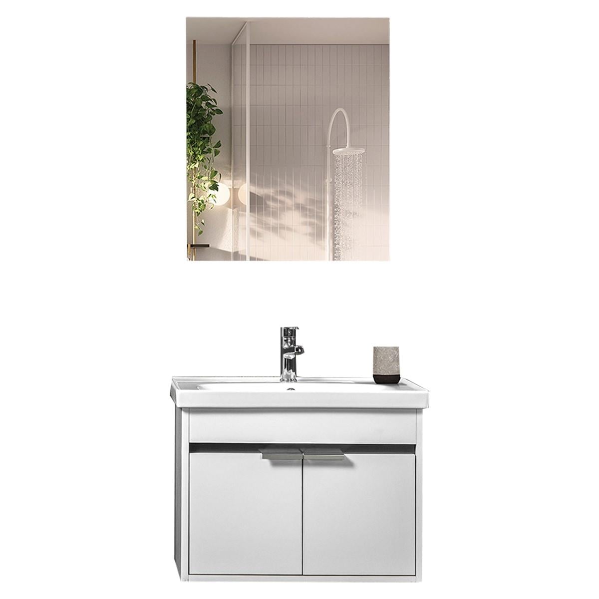 Bagnora Mare 55 cm MDF Beyaz Banyo Dolabı Takımı