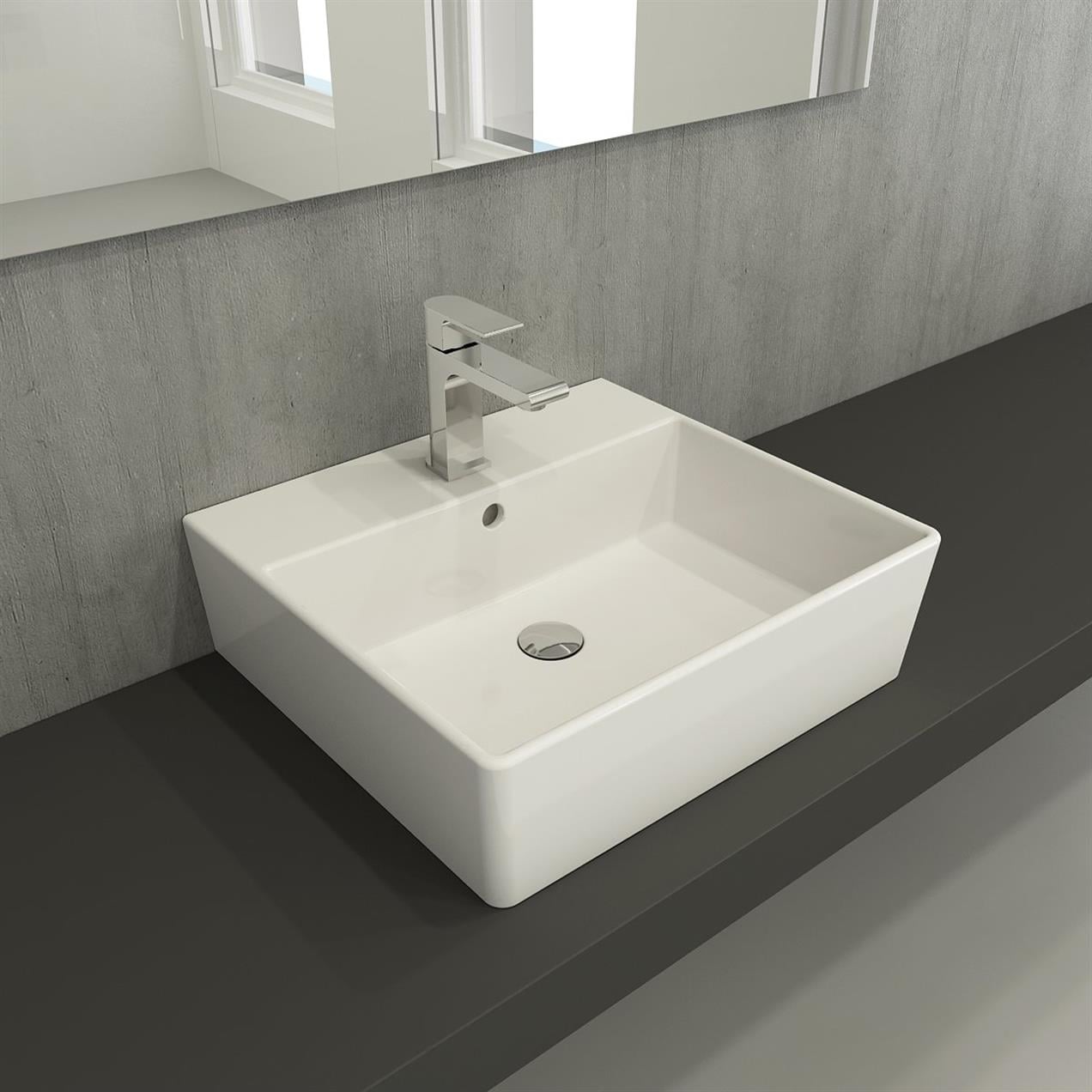 Bocchi Milano 50 cm Parlak Beyaz Banyo ve Tuvalet Lavabo 