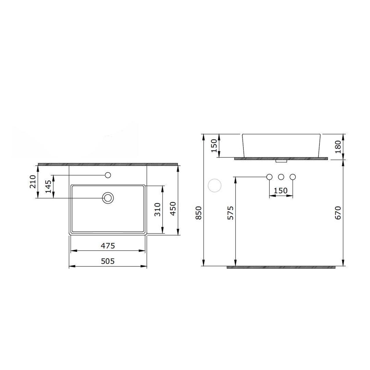 Bocchi Milano 50 cm Parlak Beyaz Banyo ve Tuvalet Lavabo 