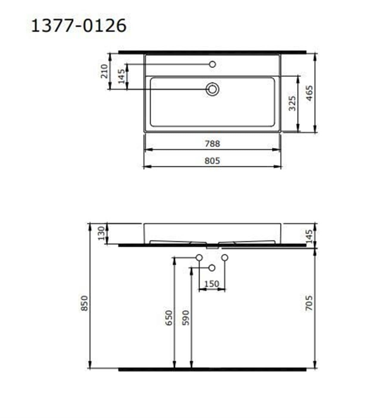 Bocchi Milano Lavabo 80 cm Parlak Beyaz BOC1377-001-0126