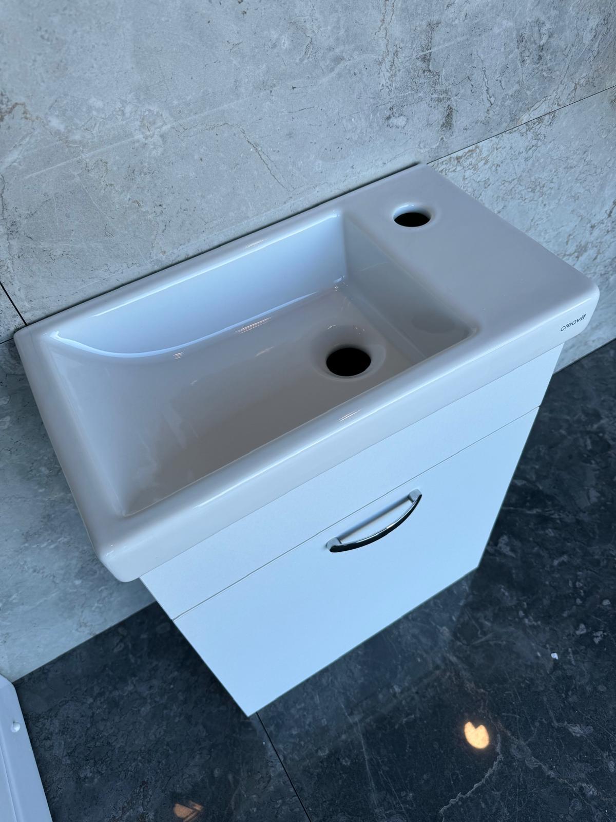 Creavit Elmas Mini Küçük Lavabo 45 cm (Banyo Dolabı Dahil)
