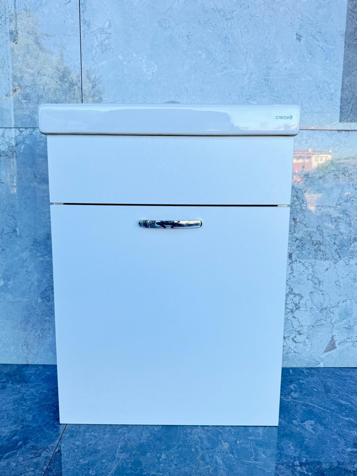 Creavit Elmas Mini Küçük Lavabo 45 cm (Banyo Dolabı Dahil)