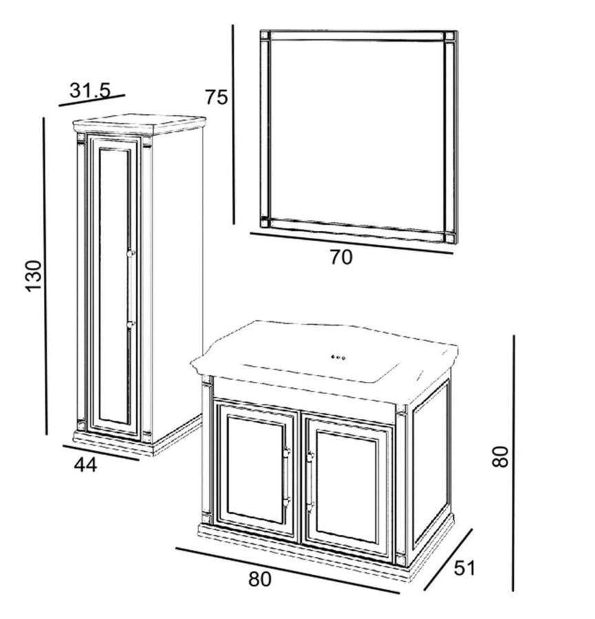 Denko Albatros 80 cm MDF Beyaz Banyo Dolabı Takımı ve Boy Dolabı