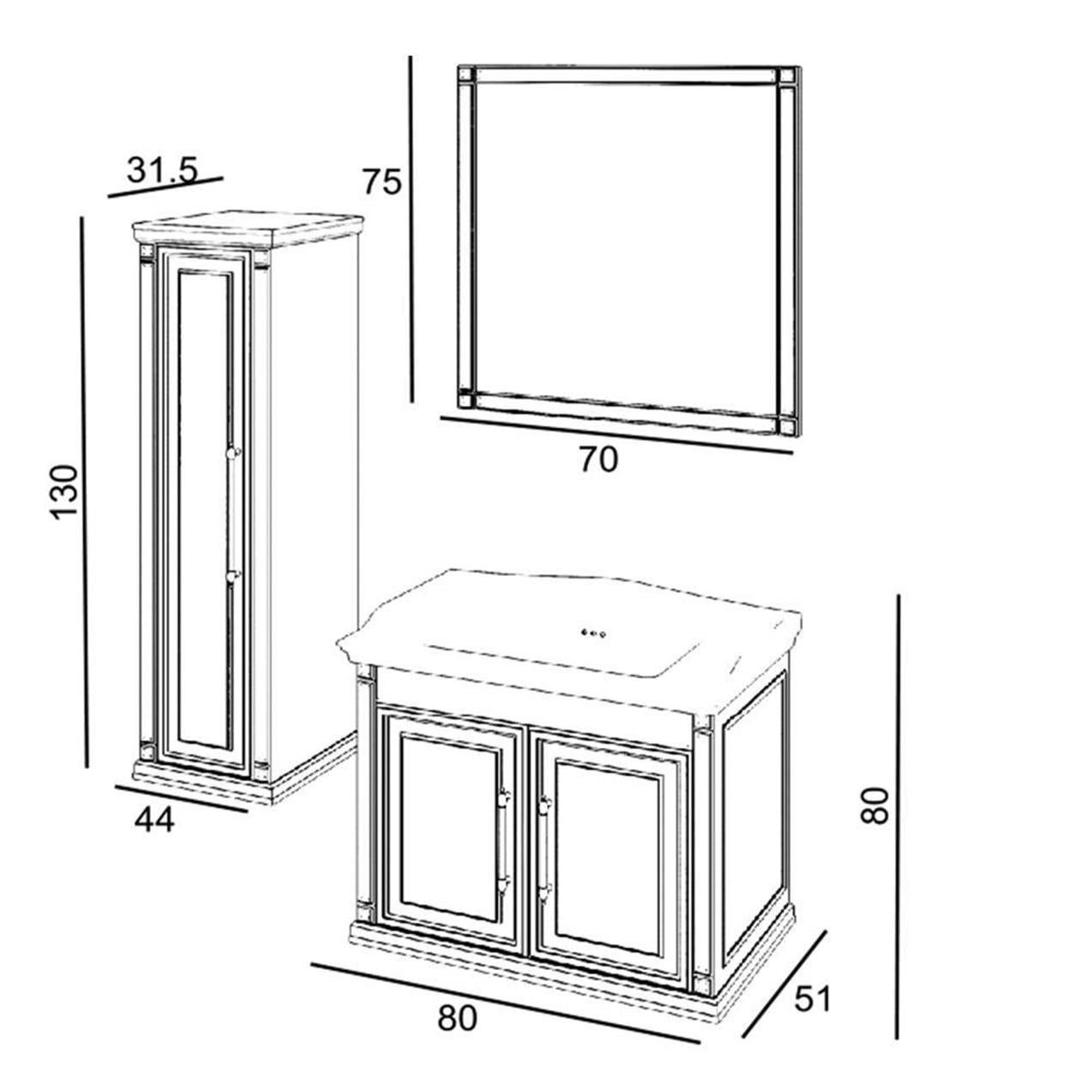 Denko Albatros 80 cm MDF Gri Banyo Dolabı Takımı ve Boy Dolabı