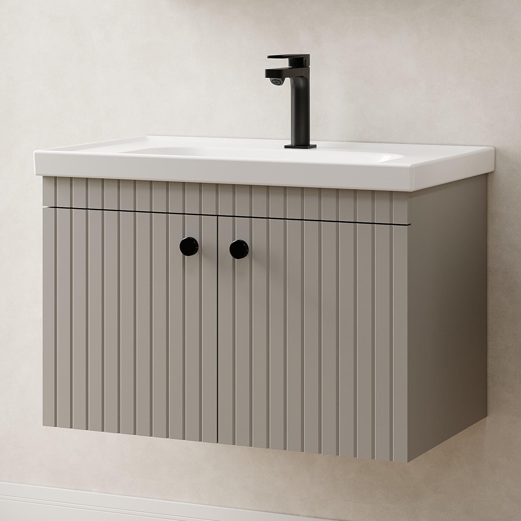 Denko Bodur 80 cm MDF Kül Gri Banyo Dolabı Takımı