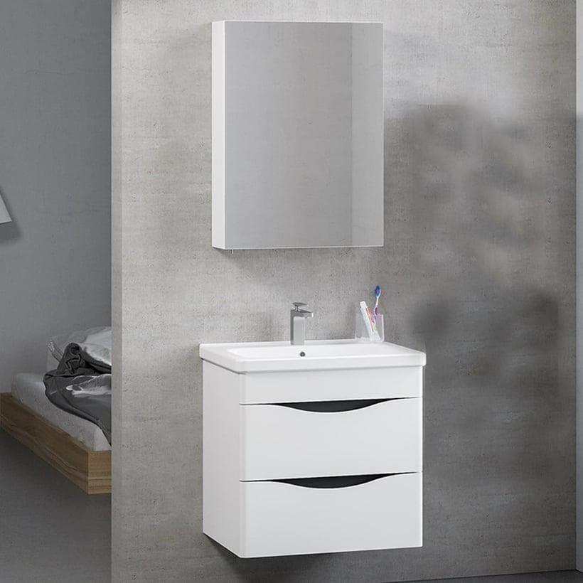 Denko İdea 60 cm MDF Beyaz Banyo Dolabı Takımı