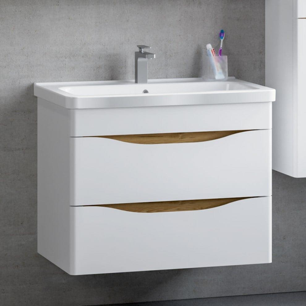Denko İdea 80 cm MDF Beyaz Banyo Dolabı Alt Modül ve Seramik Lavabo