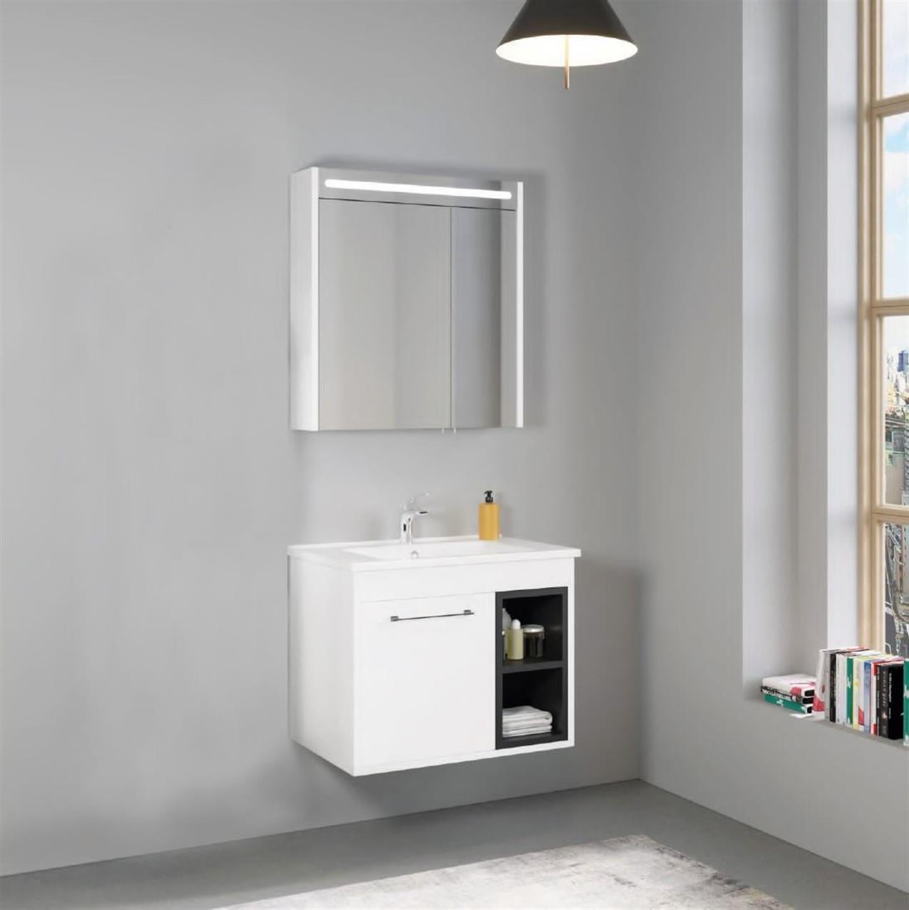 Denko Latte 65 cm MDF Beyaz Banyo Dolabı Takımı