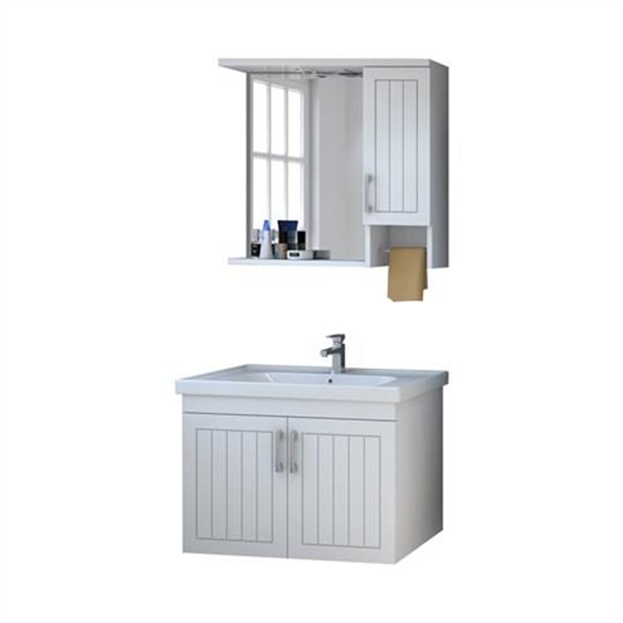 Denko Lotus 80 cm MDF, Lake Banyo Dolabı Takımı